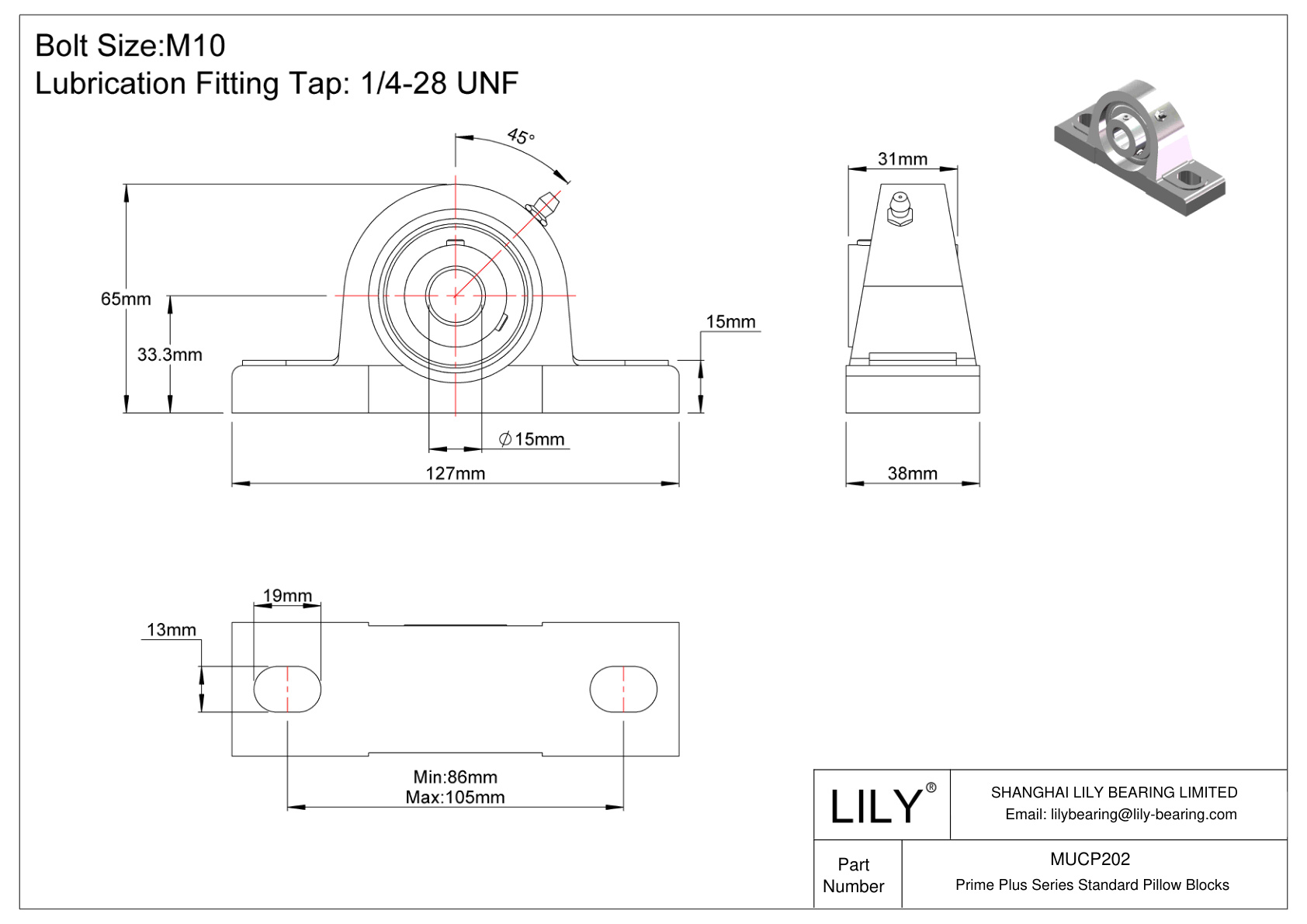 MUCP202 Prime Plus 系列标准枕块 cad drawing