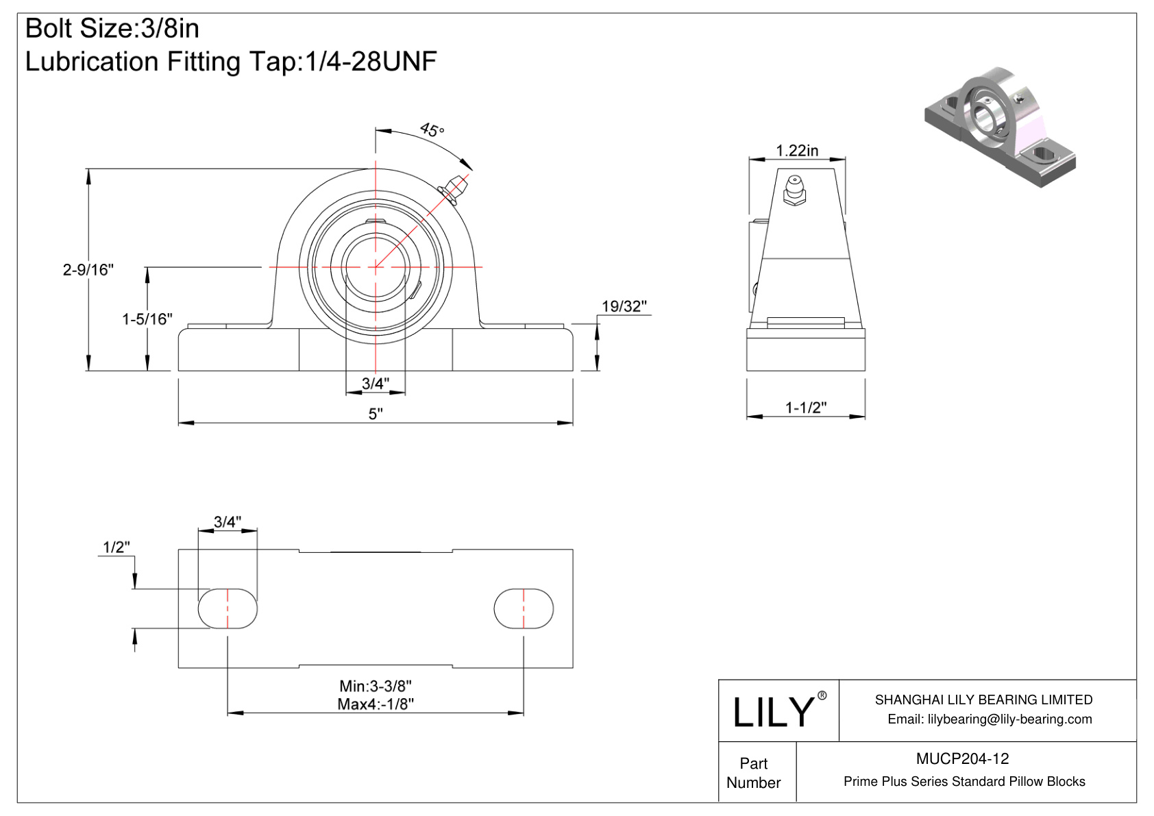 MUCP204-12 Bloques de almohada estándar de la serie Prime Plus cad drawing