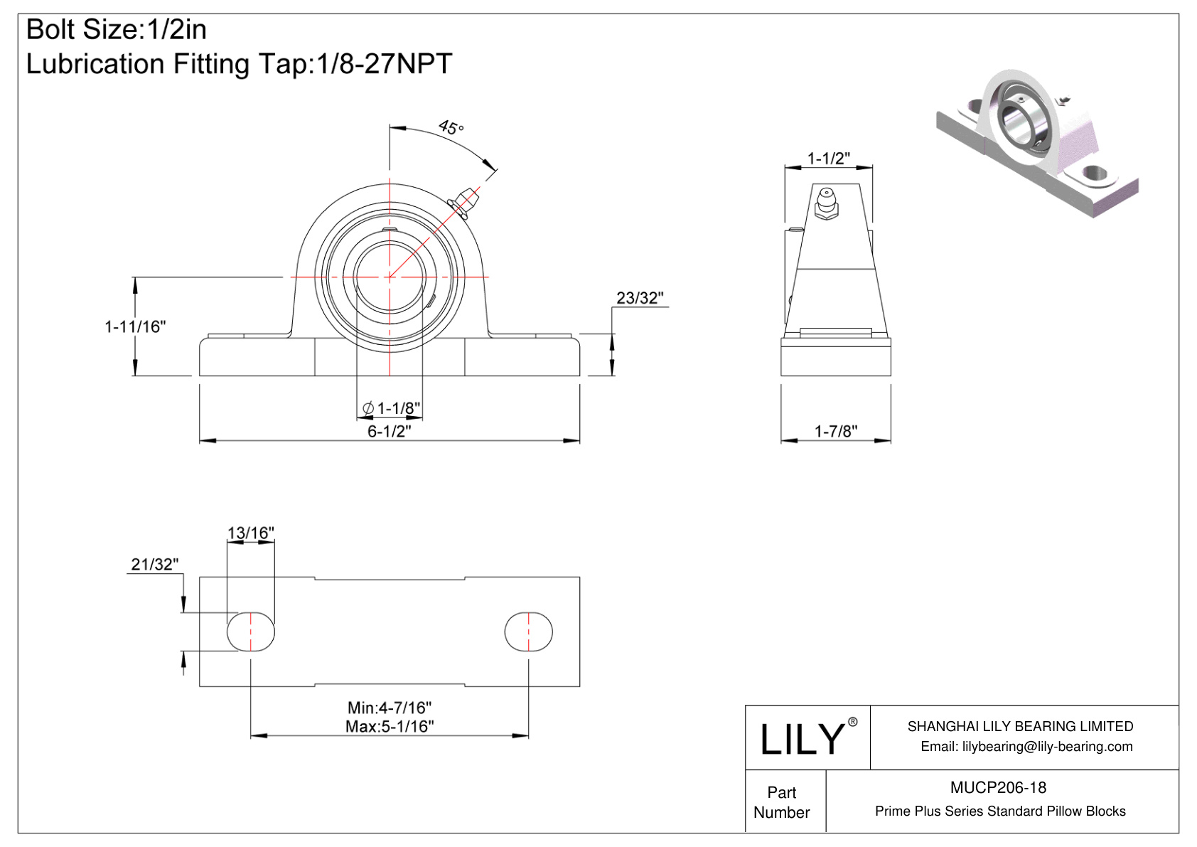 MUCP206-18 Bloques de almohada estándar de la serie Prime Plus cad drawing