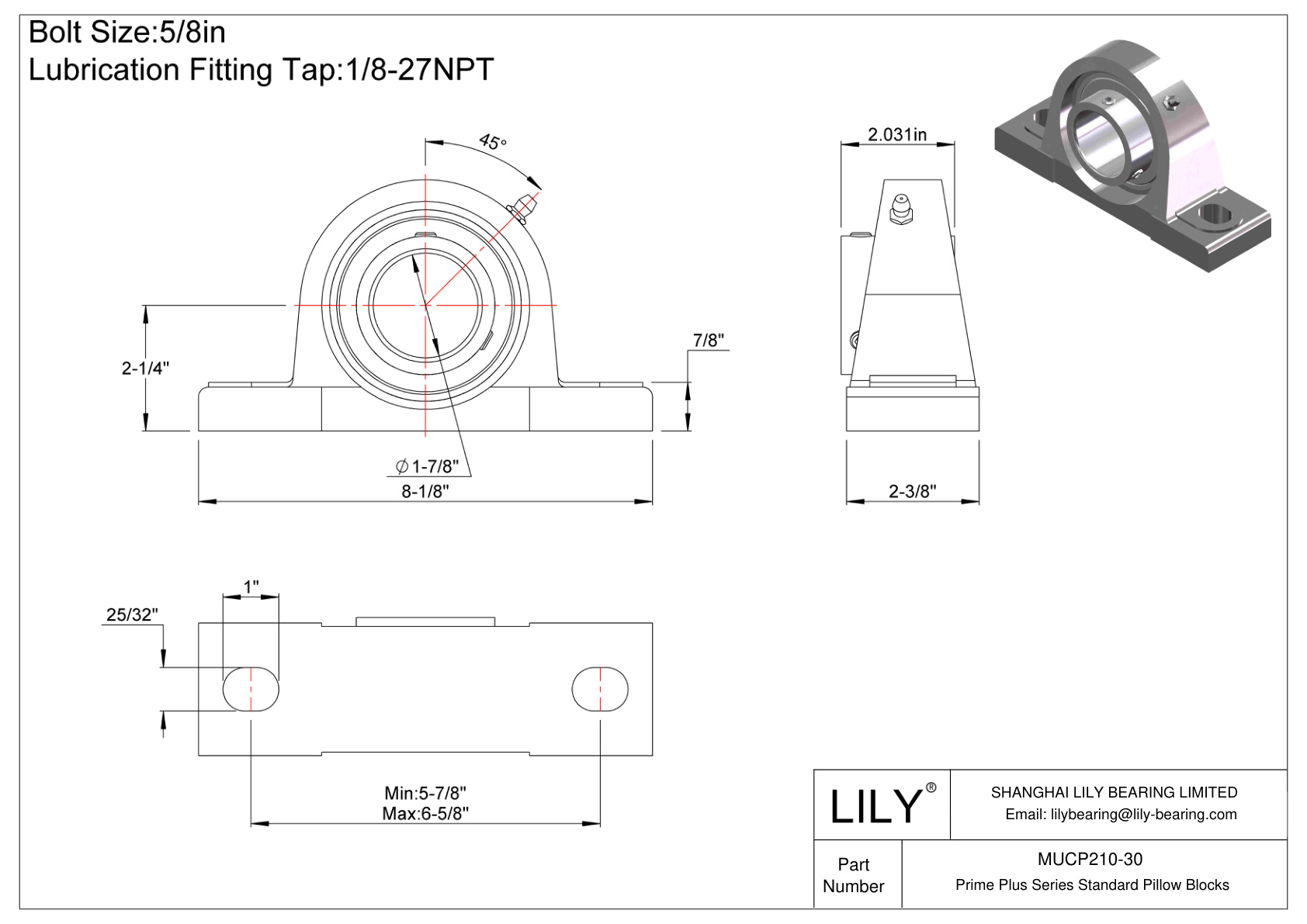 MUCP210-30 Prime Plus 系列标准枕块 cad drawing