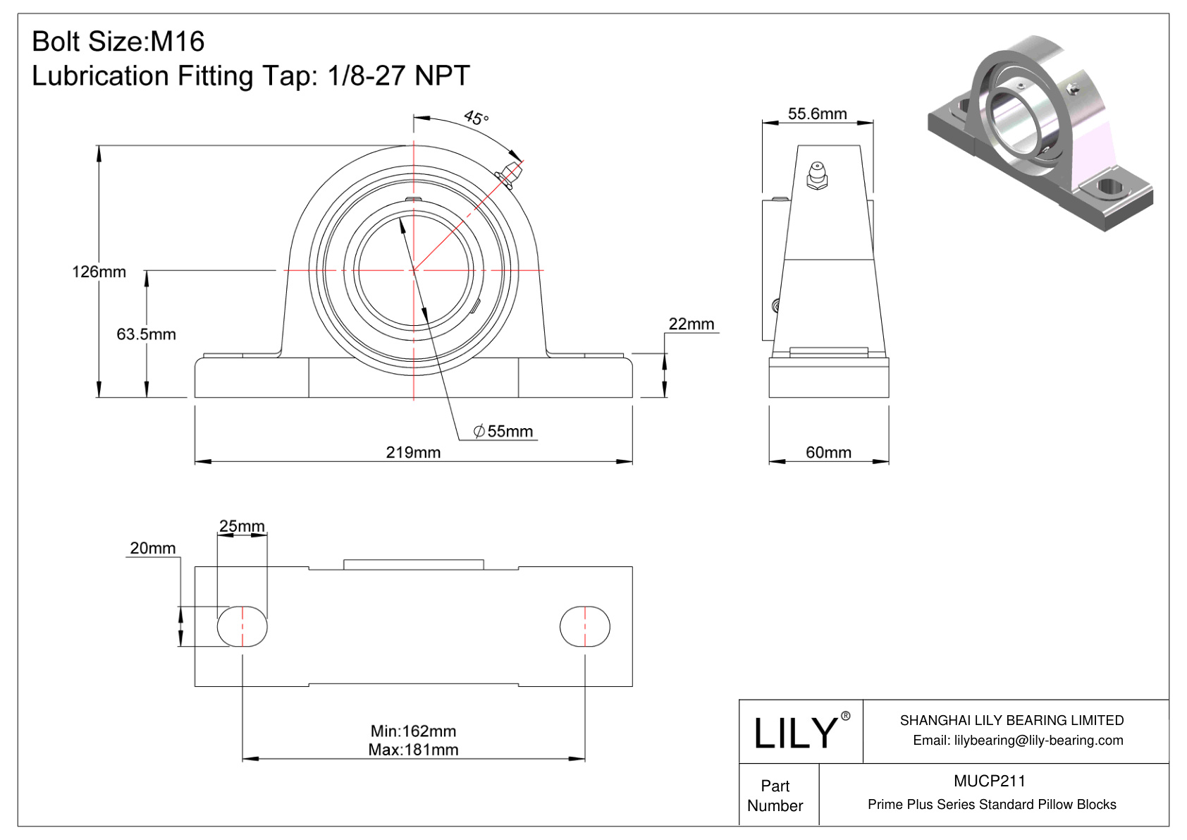 MUCP211 Prime Plus 系列标准枕块 cad drawing