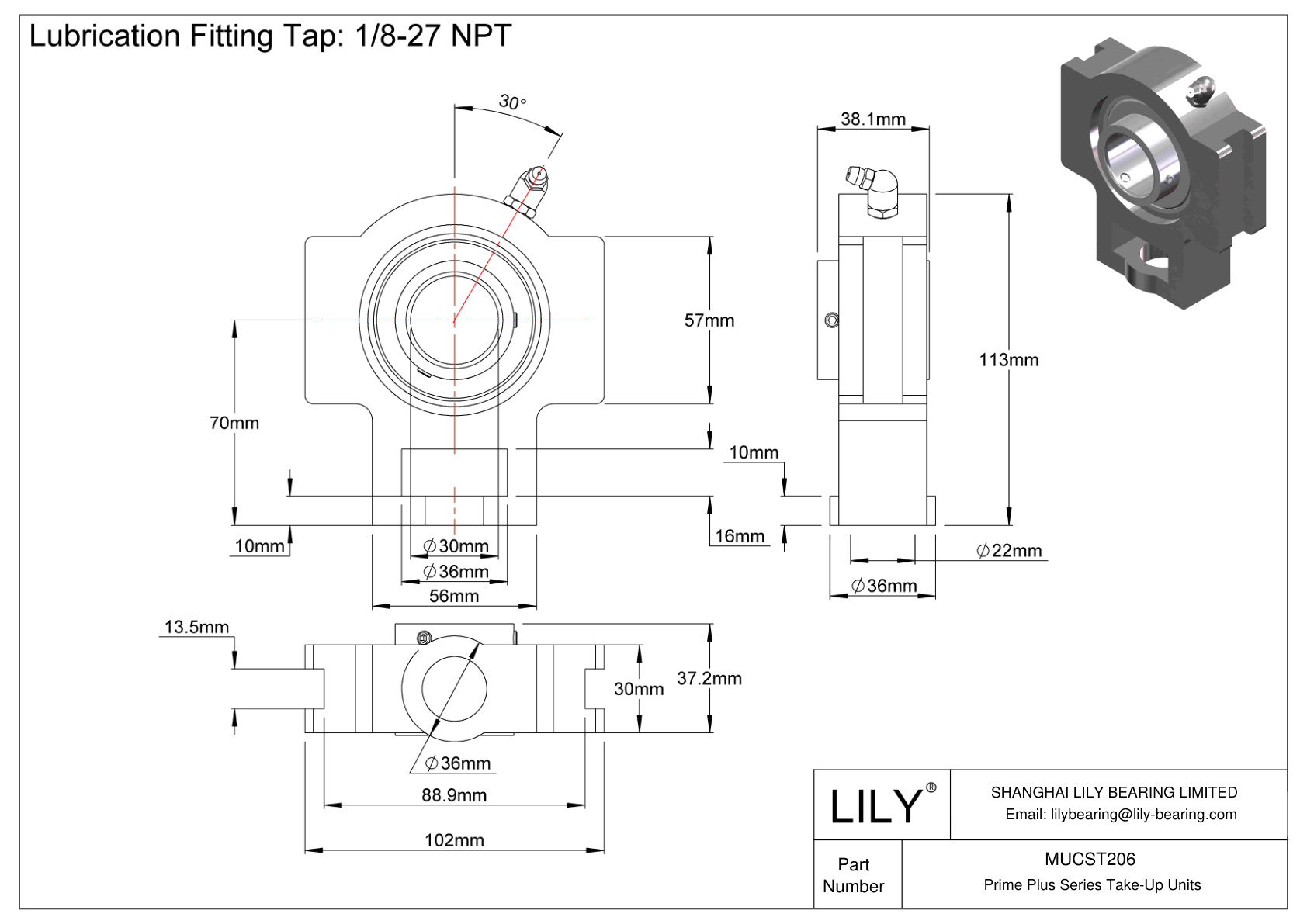 MUCST206 Prime Plus Series Take-Up Units cad drawing