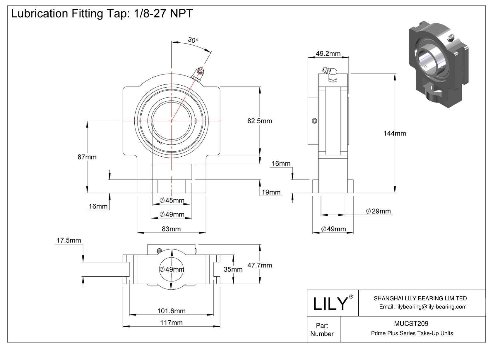 MUCST209 Prime Plus Series Take-Up Units cad drawing