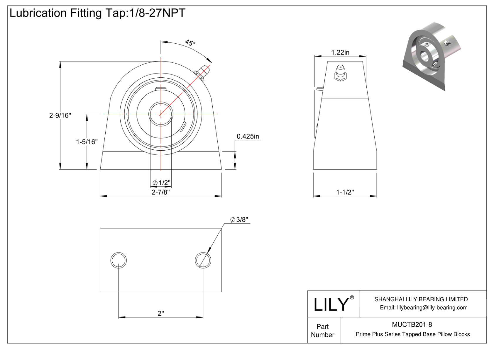 MUCTB201-8 Bloques de almohada con base roscada de la serie Prime Plus cad drawing