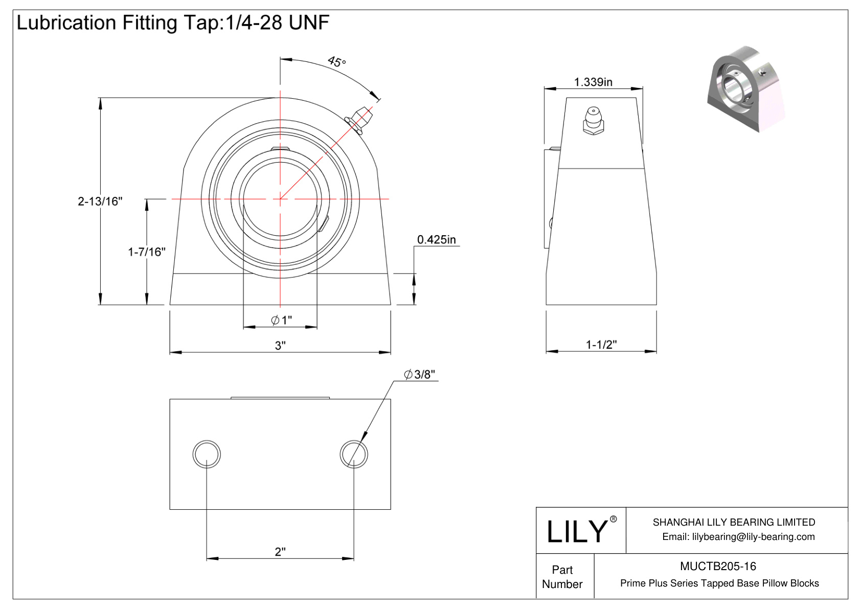 MUCTB205-16 Bloques de almohada con base roscada de la serie Prime Plus cad drawing