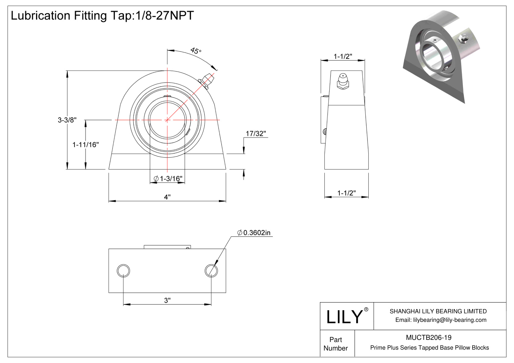 MUCTB206-19 Prime Plus 系列攻丝底座枕块 cad drawing