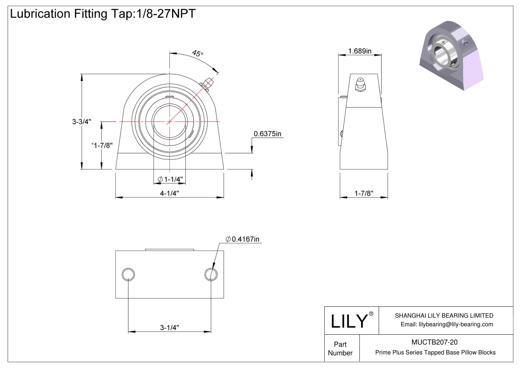 MUCTB207-20 Bloques de almohada con base roscada de la serie Prime Plus cad drawing