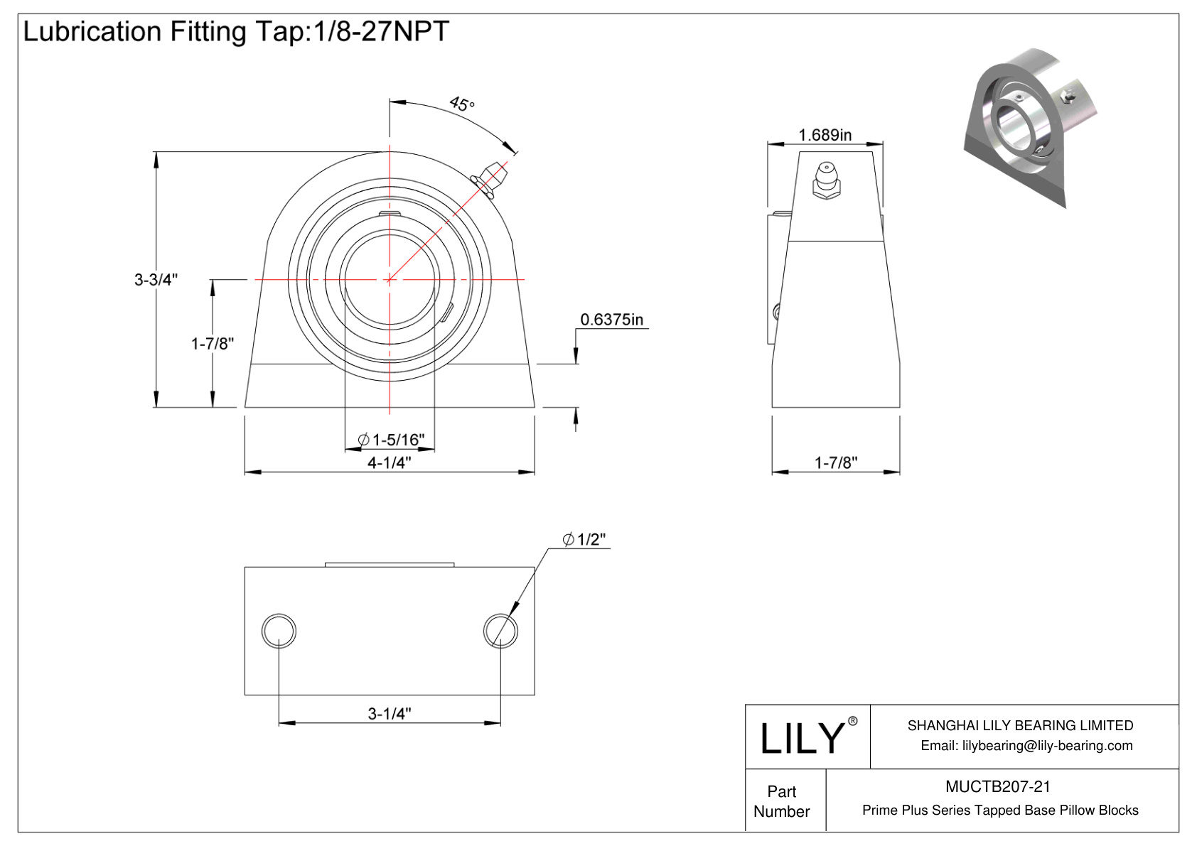 MUCTB207-21 Bloques de almohada con base roscada de la serie Prime Plus cad drawing