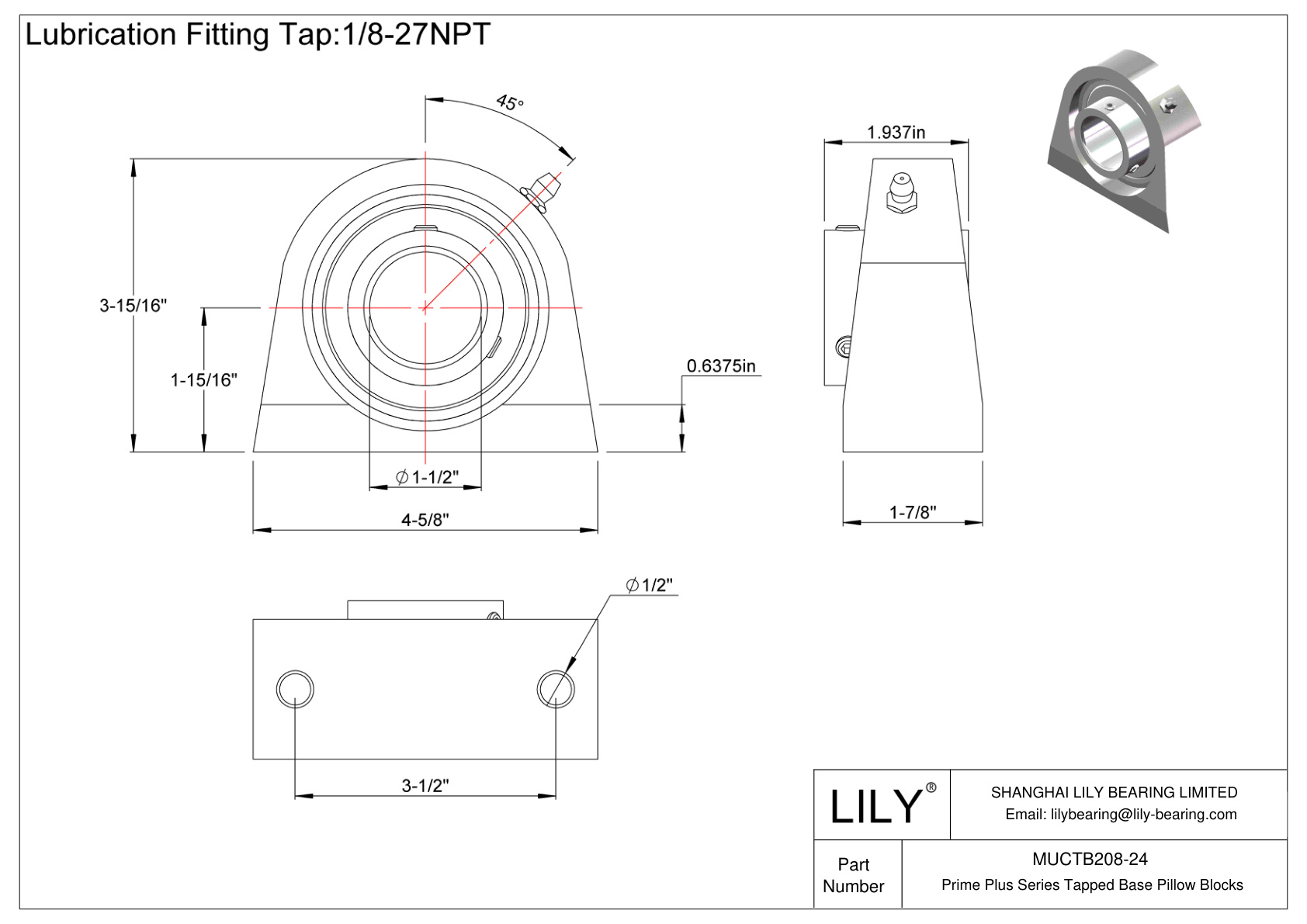 MUCTB208-24 Bloques de almohada con base roscada de la serie Prime Plus cad drawing