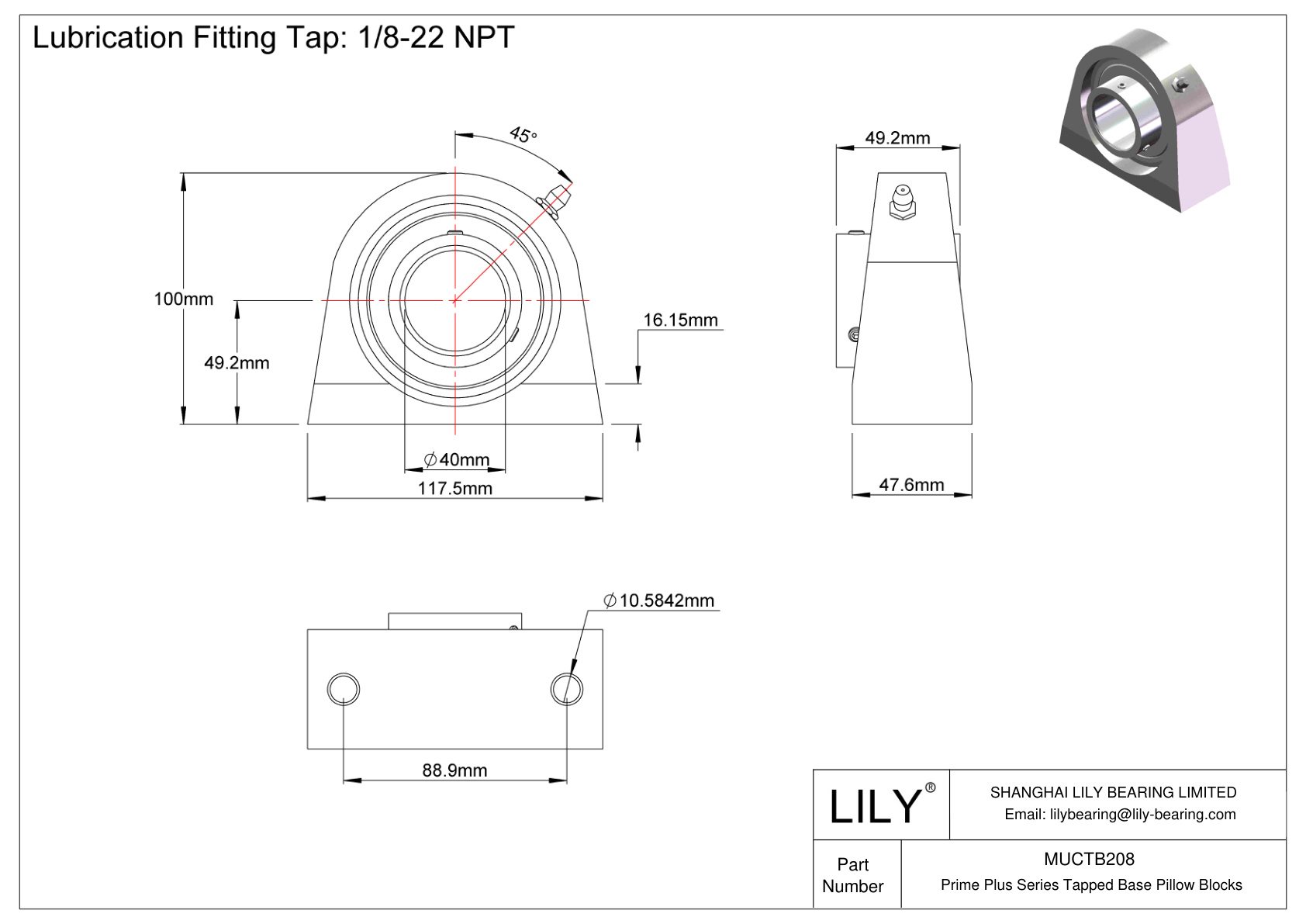 MUCTB208 Bloques de almohada con base roscada de la serie Prime Plus cad drawing