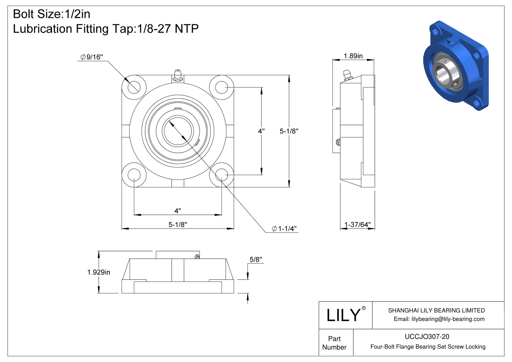 UCCJO307-20 四螺栓法兰轴承固定螺钉锁定 cad drawing