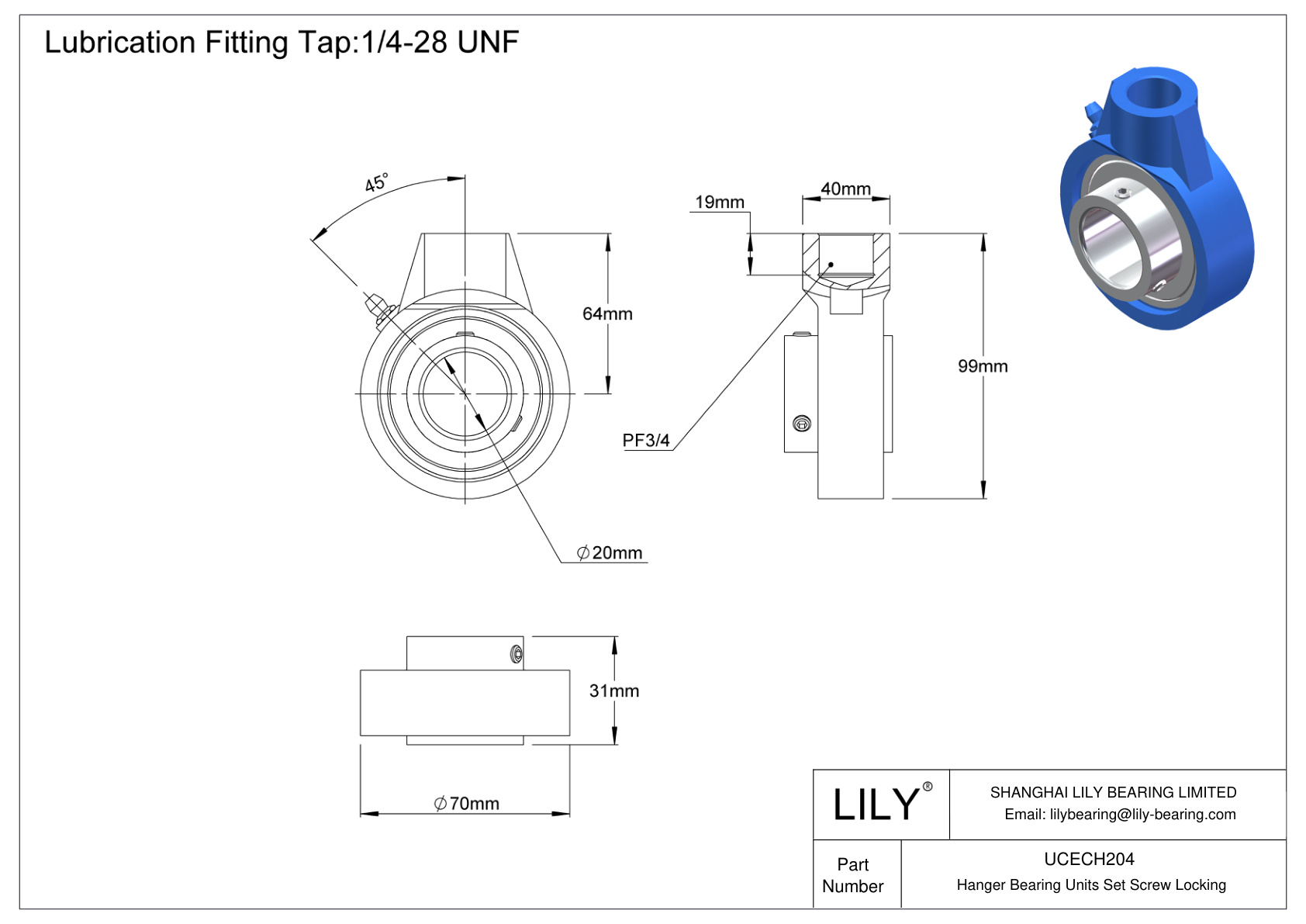 UCECH204 悬挂轴承单元 固定螺钉锁定 cad drawing