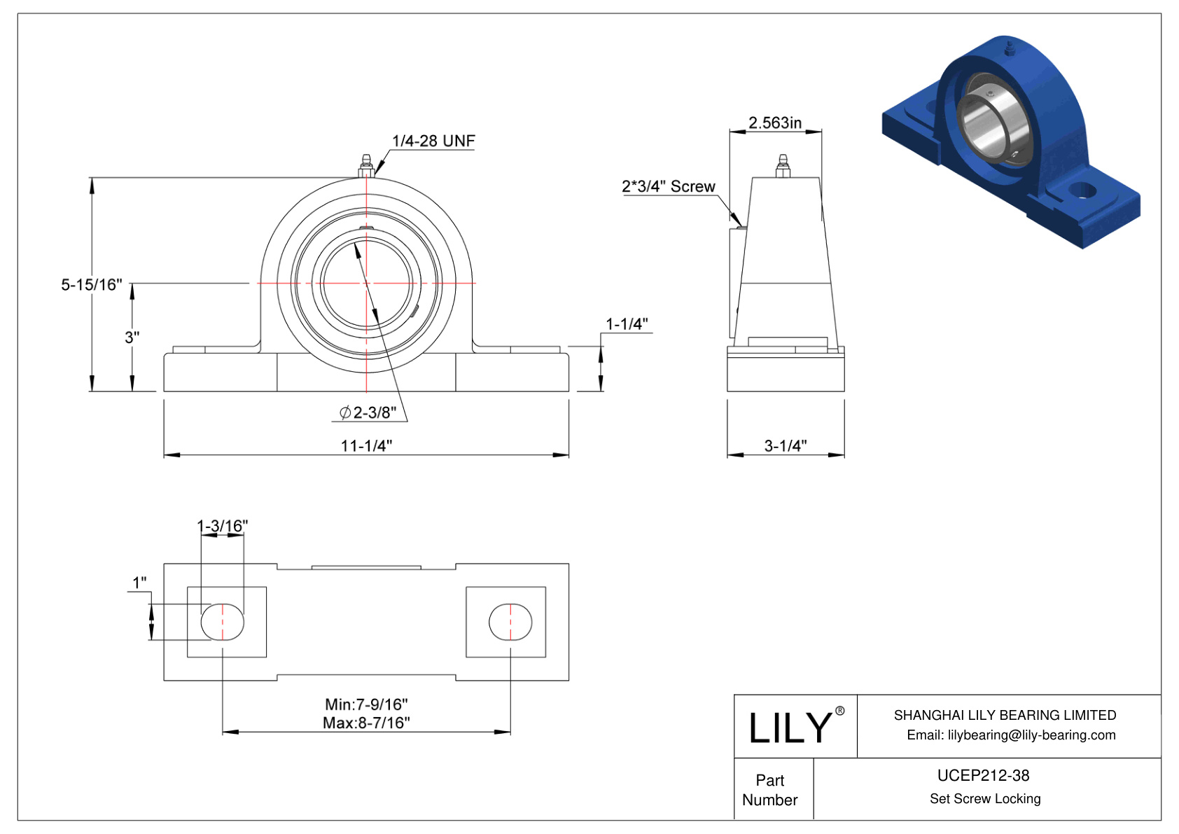 UCEP212-38 滑动轴承固定螺钉锁定 cad drawing