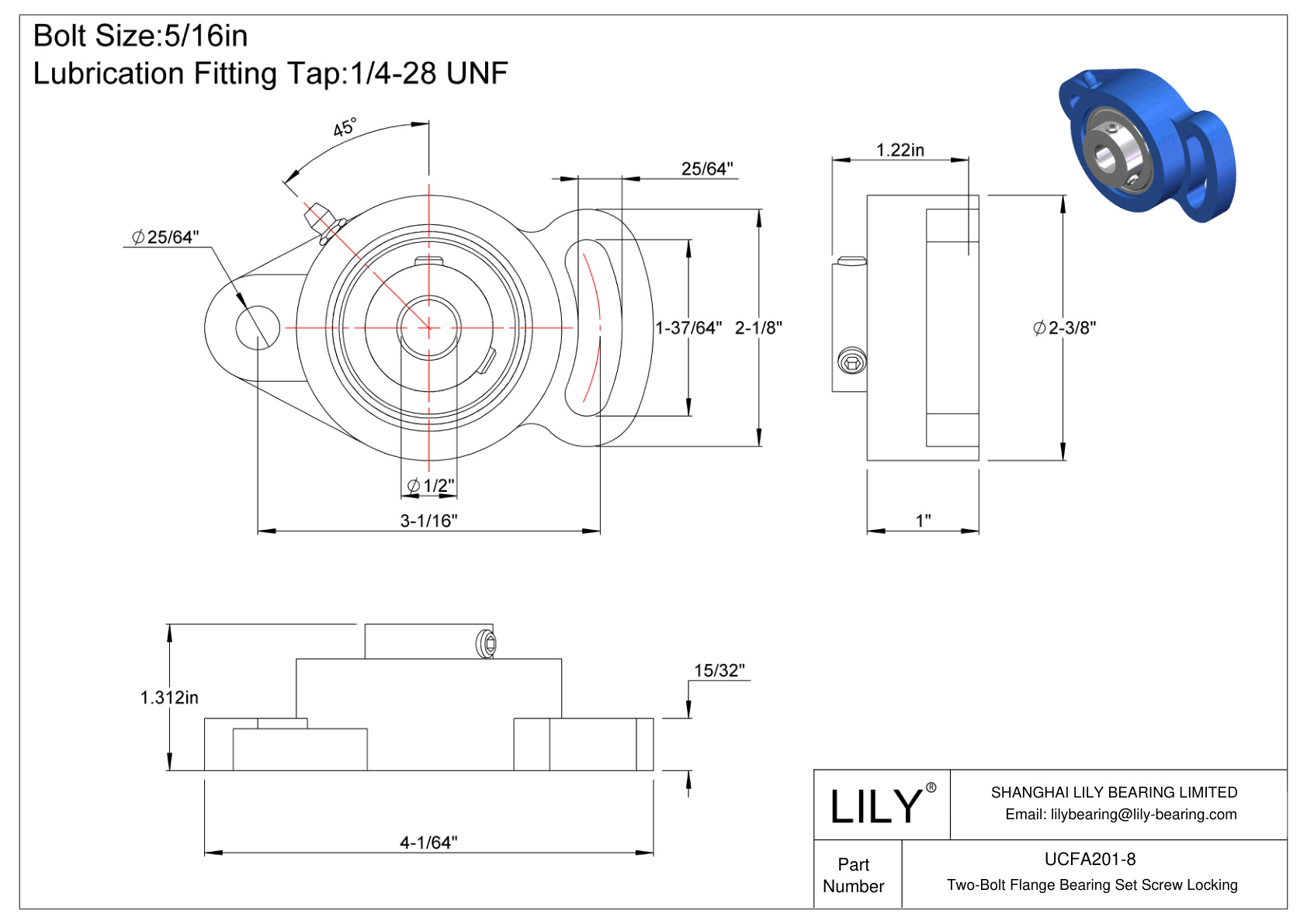 UCFA201-8 Tornillo de fijación del cojinete de brida de dos pernos cad drawing