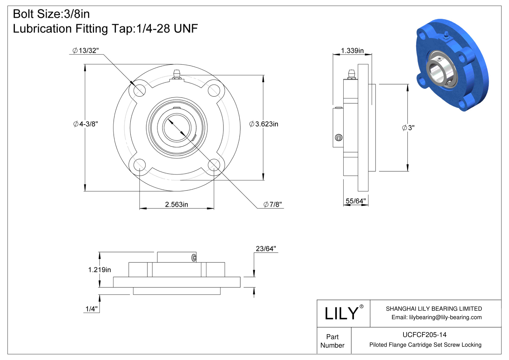 UCFCF205-14 带导向法兰插装固定螺钉锁定 cad drawing