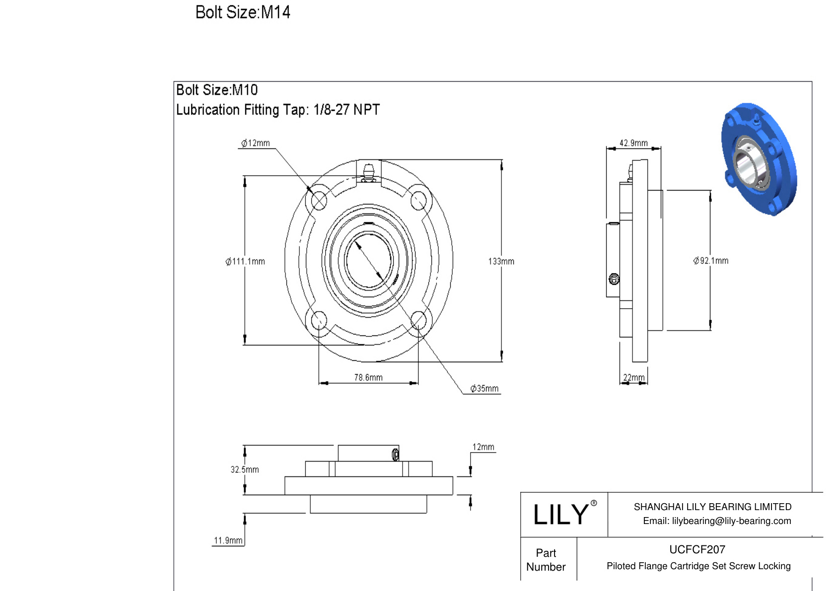 UCFCF207 Cartucho con brida pilotada Tornillo prisionero Bloqueo cad drawing