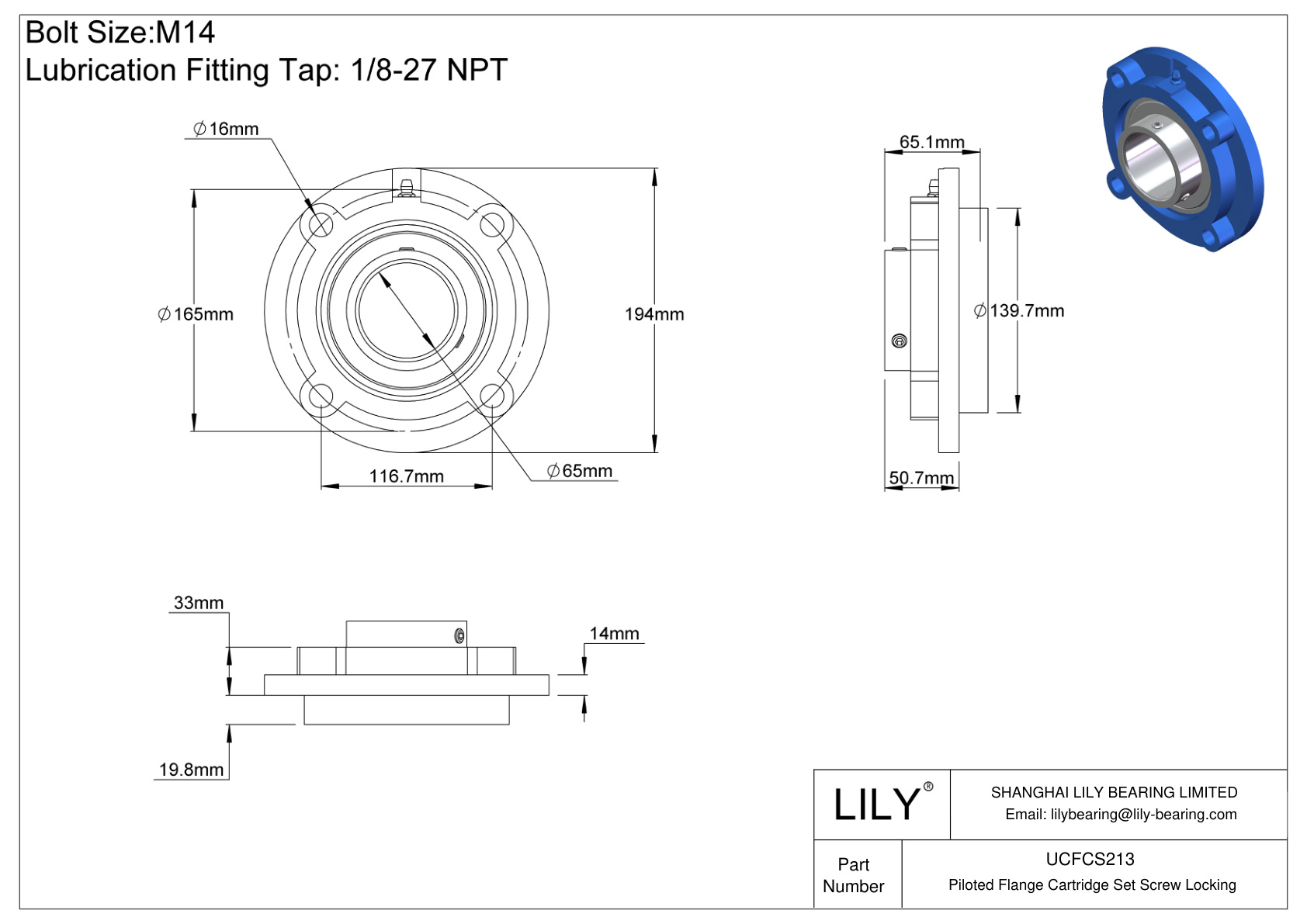 UCFCS213 Cartucho con brida pilotada Tornillo prisionero Bloqueo cad drawing