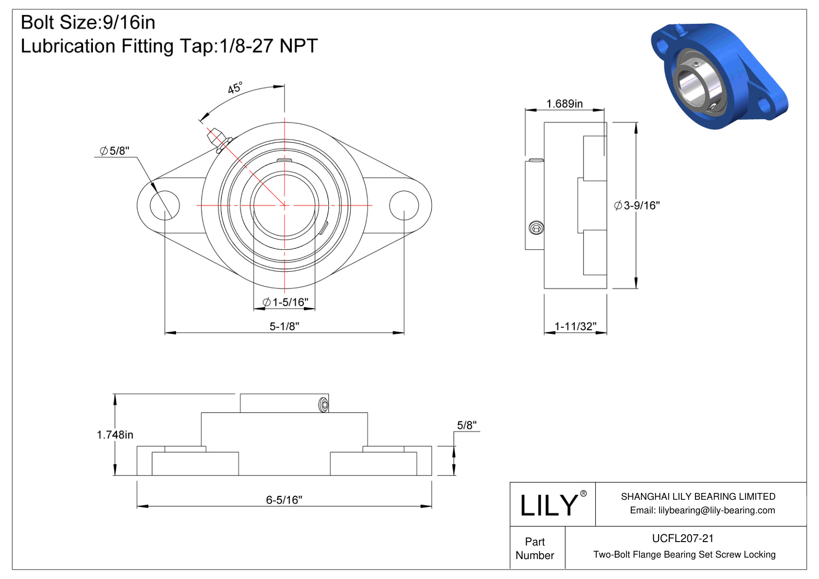 UCFL207-21 双螺栓法兰轴承 固定螺钉锁定 cad drawing