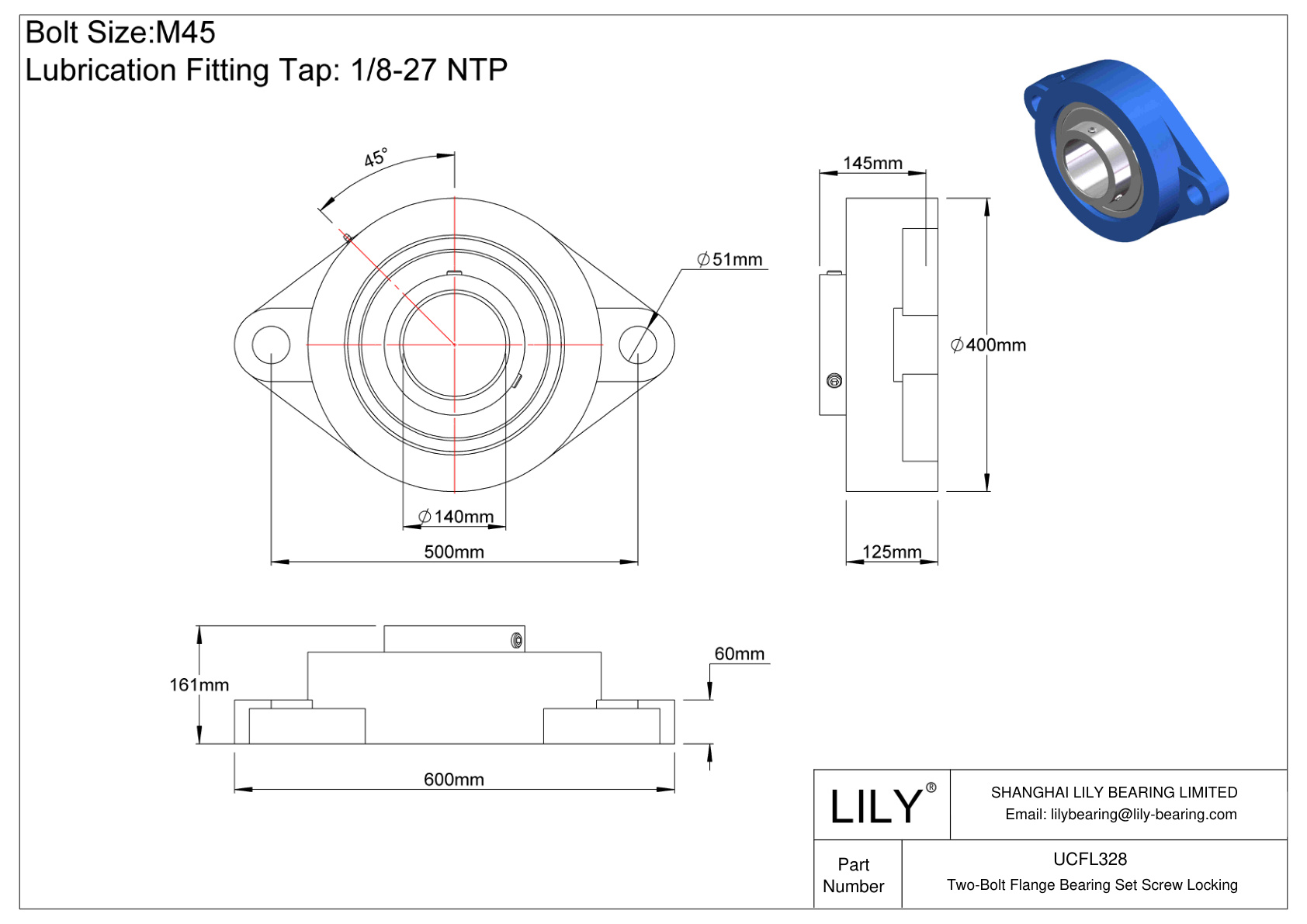 UCFL328 双螺栓法兰轴承 固定螺钉锁定 cad drawing