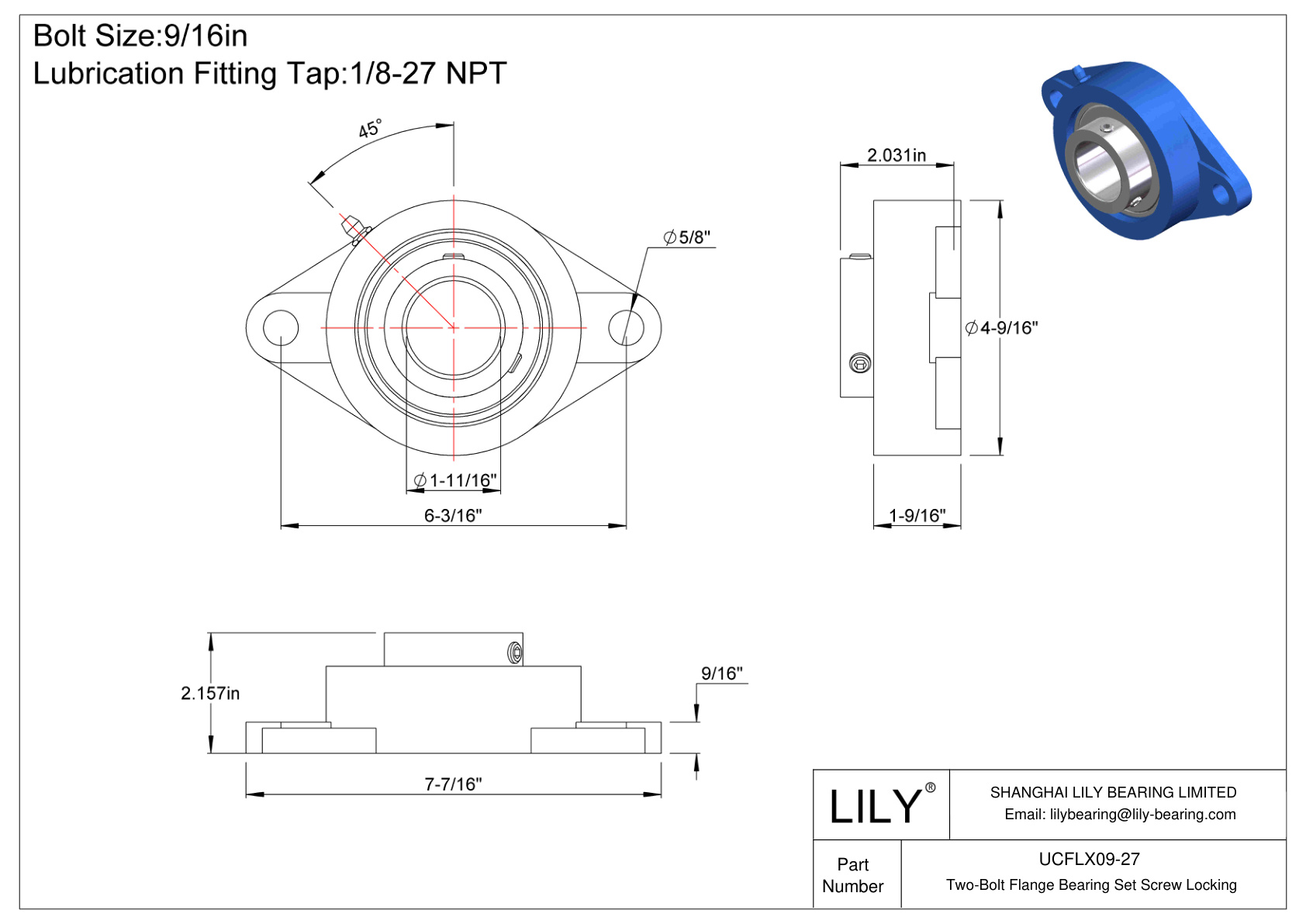 UCFLX09-27 双螺栓法兰轴承 固定螺钉锁定 cad drawing