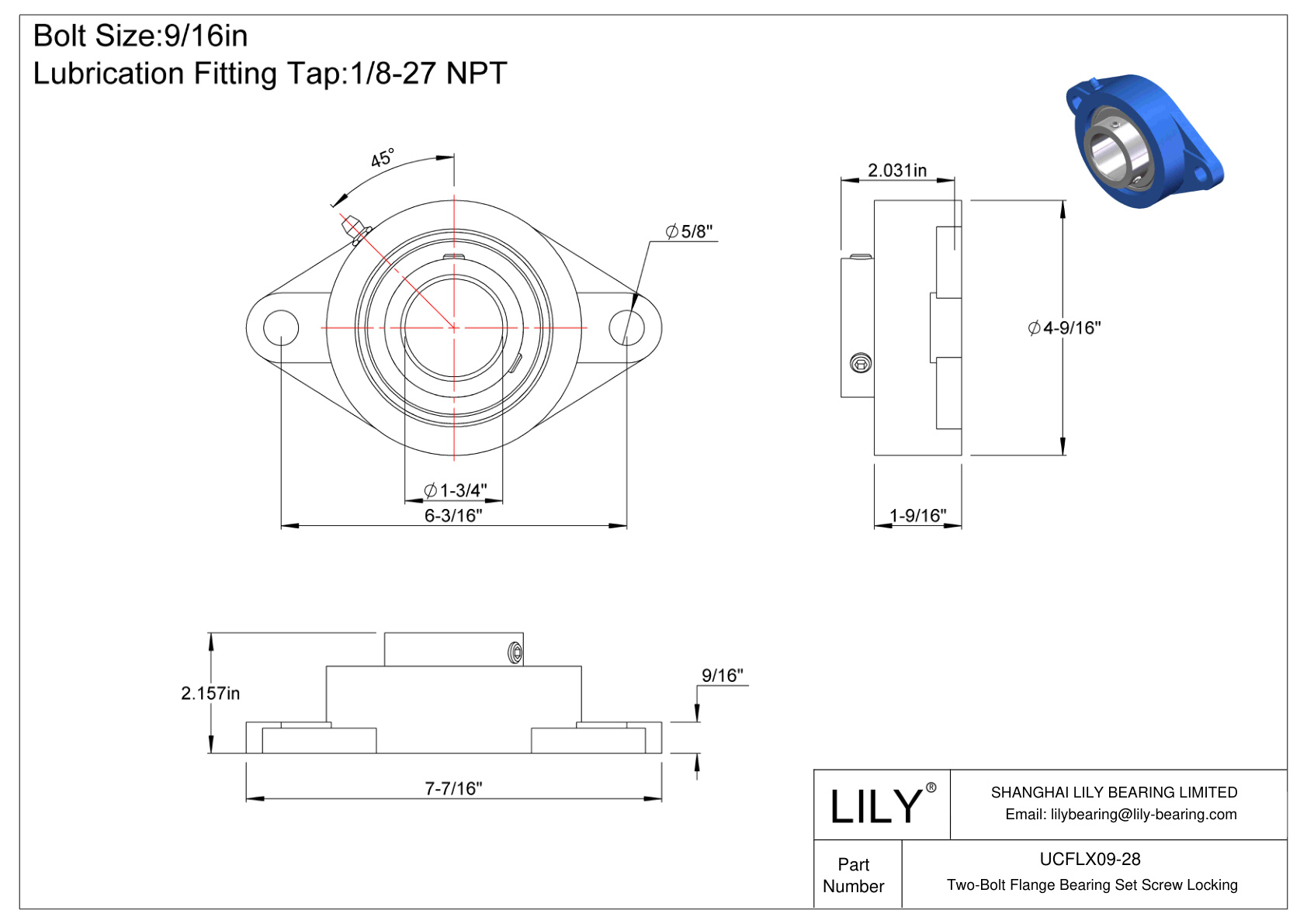 UCFLX09-28 双螺栓法兰轴承 固定螺钉锁定 cad drawing