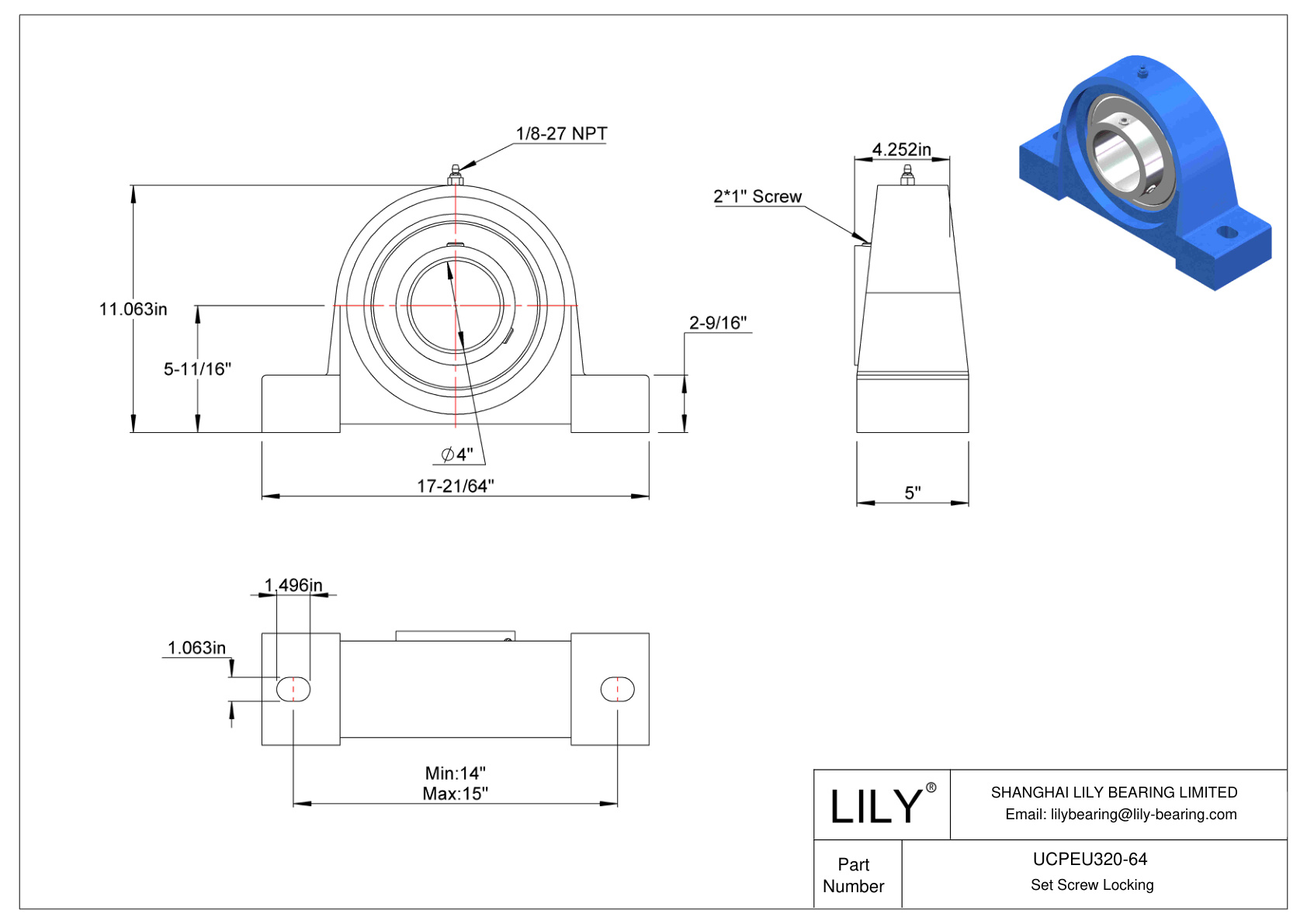 UCPEU320-64 滑动轴承固定螺钉锁定 cad drawing