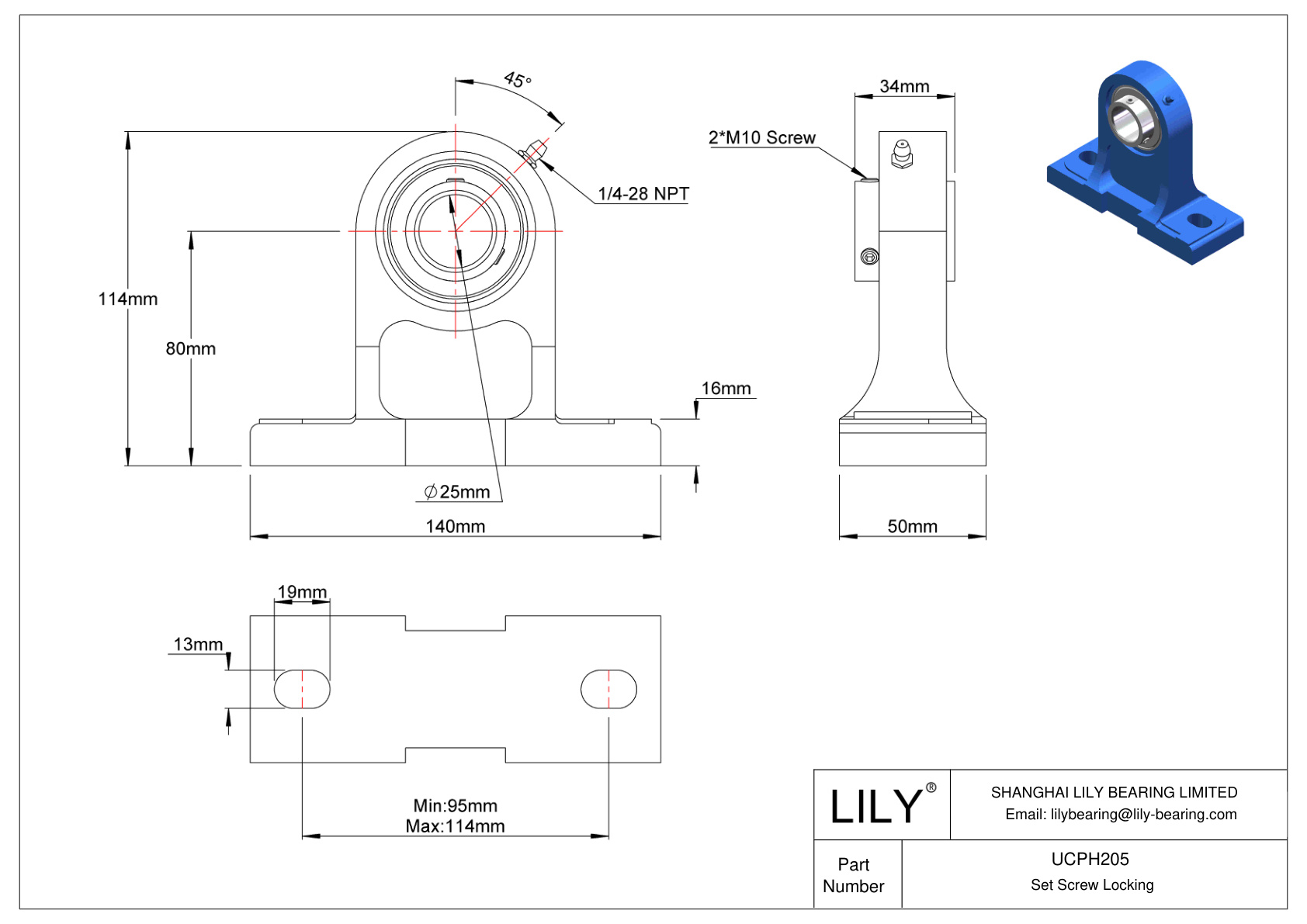 UCPH205 滑动轴承固定螺钉锁定 cad drawing