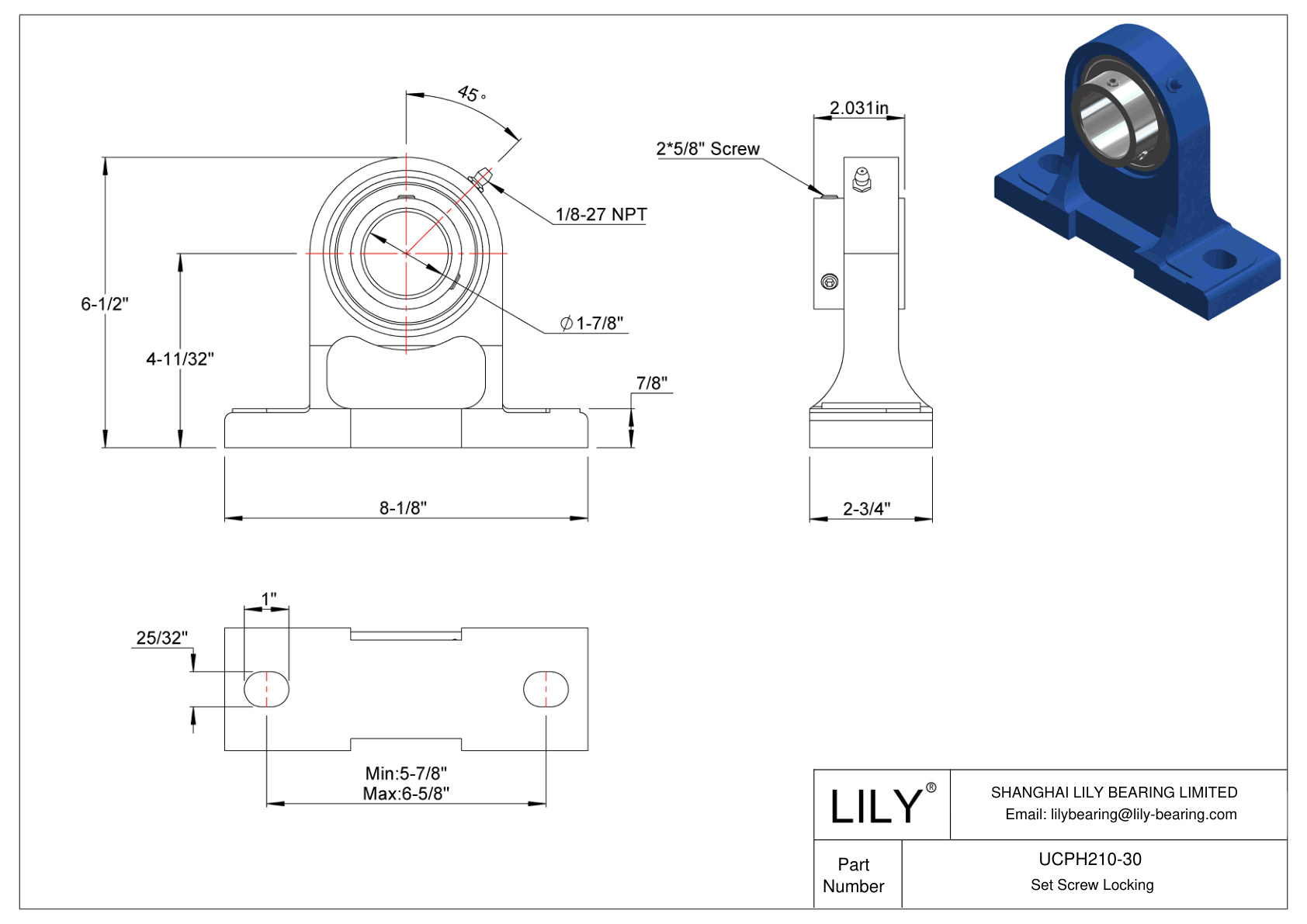 UCPH210-30 滑动轴承固定螺钉锁定 cad drawing