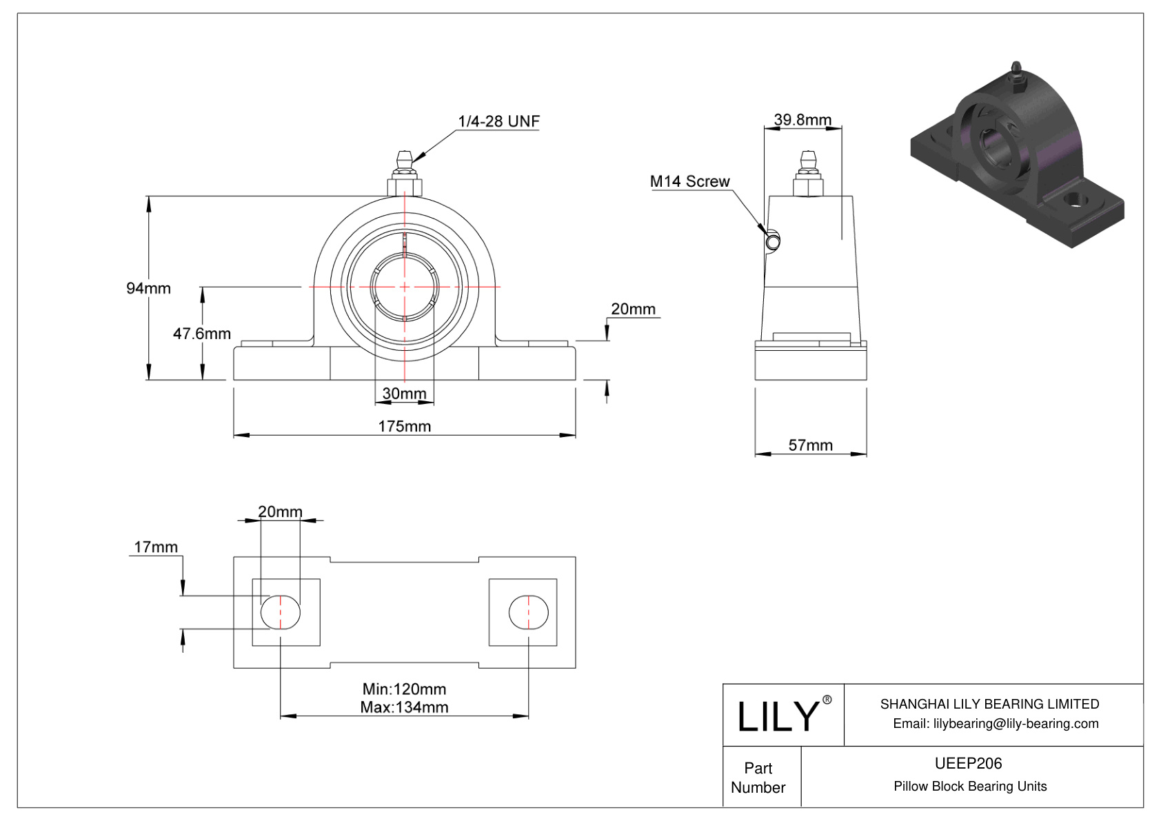 UEEP206 Pillow Block Bearing Accu-Loc Concentric Collar Locking cad drawing