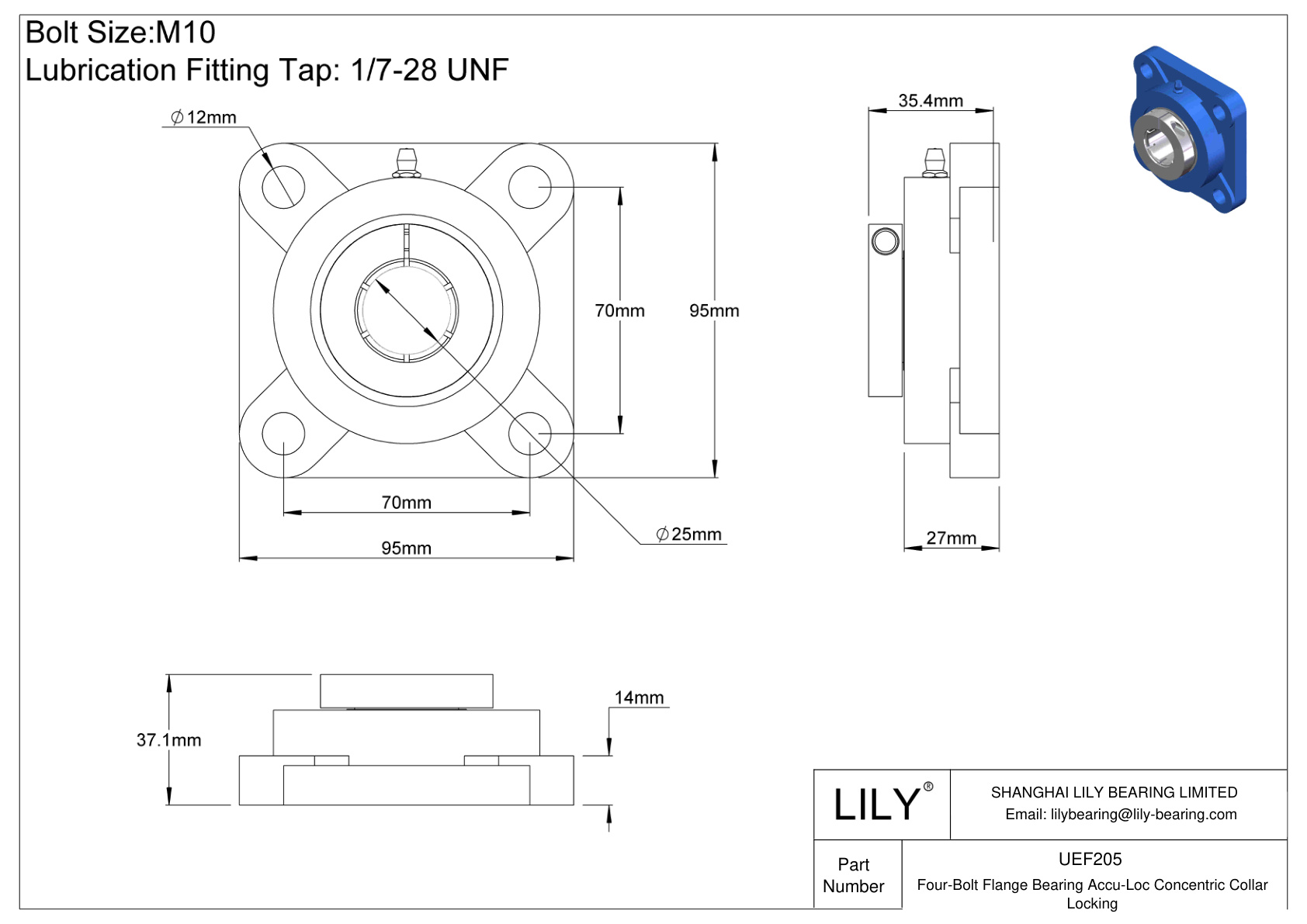 UEF205 四螺栓法兰轴承 Accu-Loc 同心环锁定 cad drawing