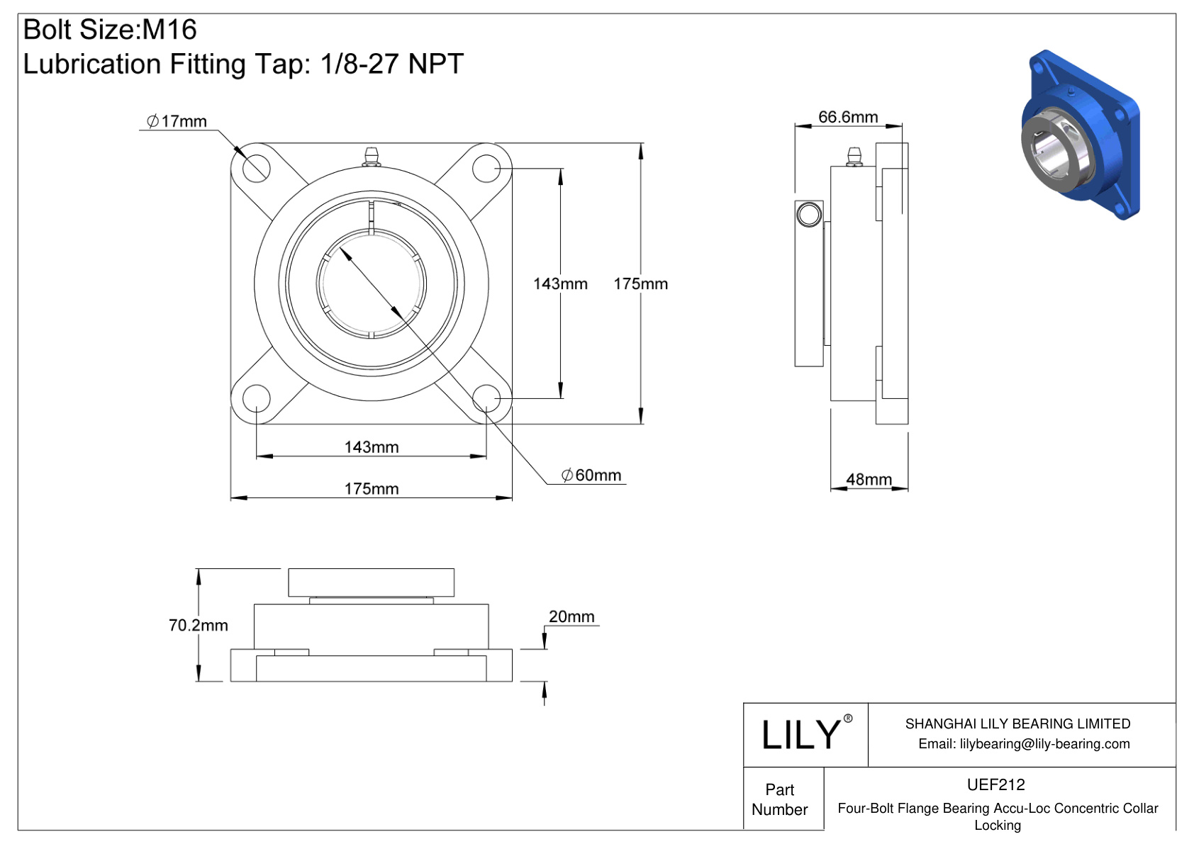 UEF212 四螺栓法兰轴承 Accu-Loc 同心环锁定 cad drawing