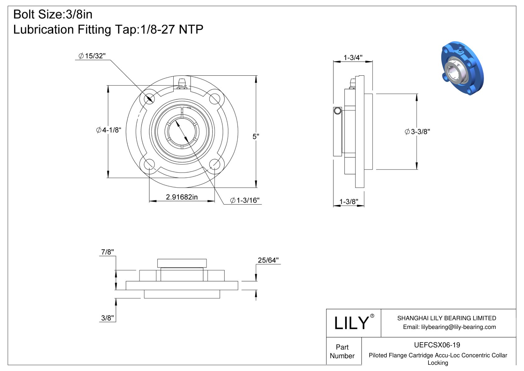 UEFCSX06-19 带导向法兰插装 Accu-Loc 同心轴环锁定 cad drawing