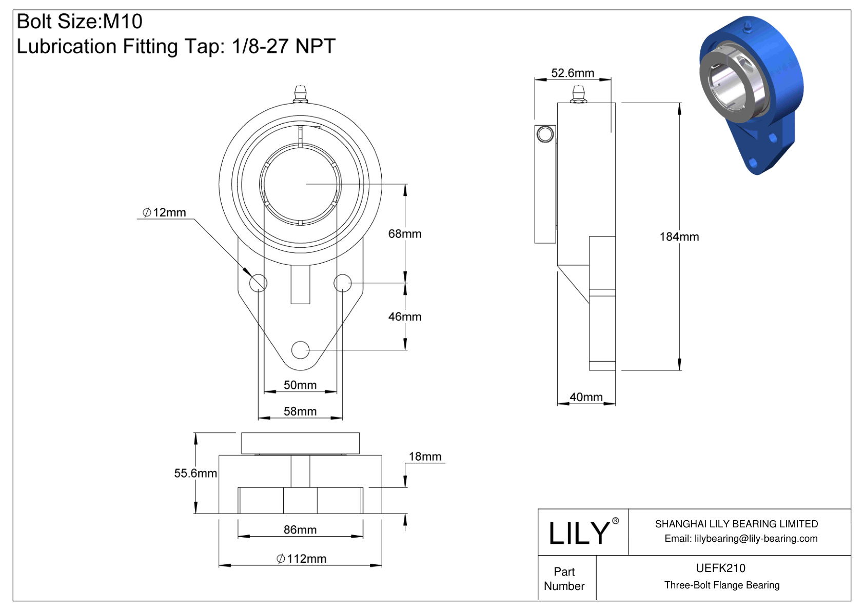 UEFK210 三螺栓法兰轴承 Accu-Loc 同心环锁定 cad drawing