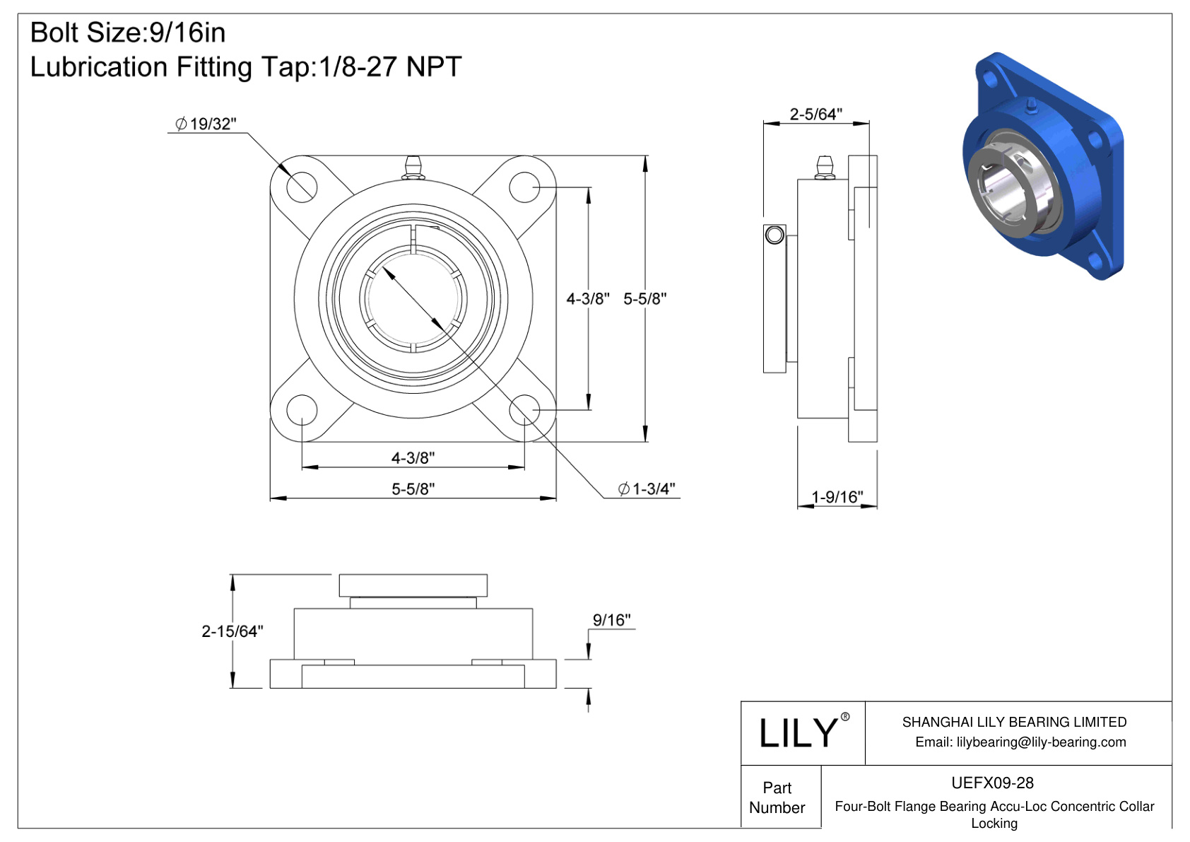 UEFX09-28 四螺栓法兰轴承 Accu-Loc 同心环锁定 cad drawing