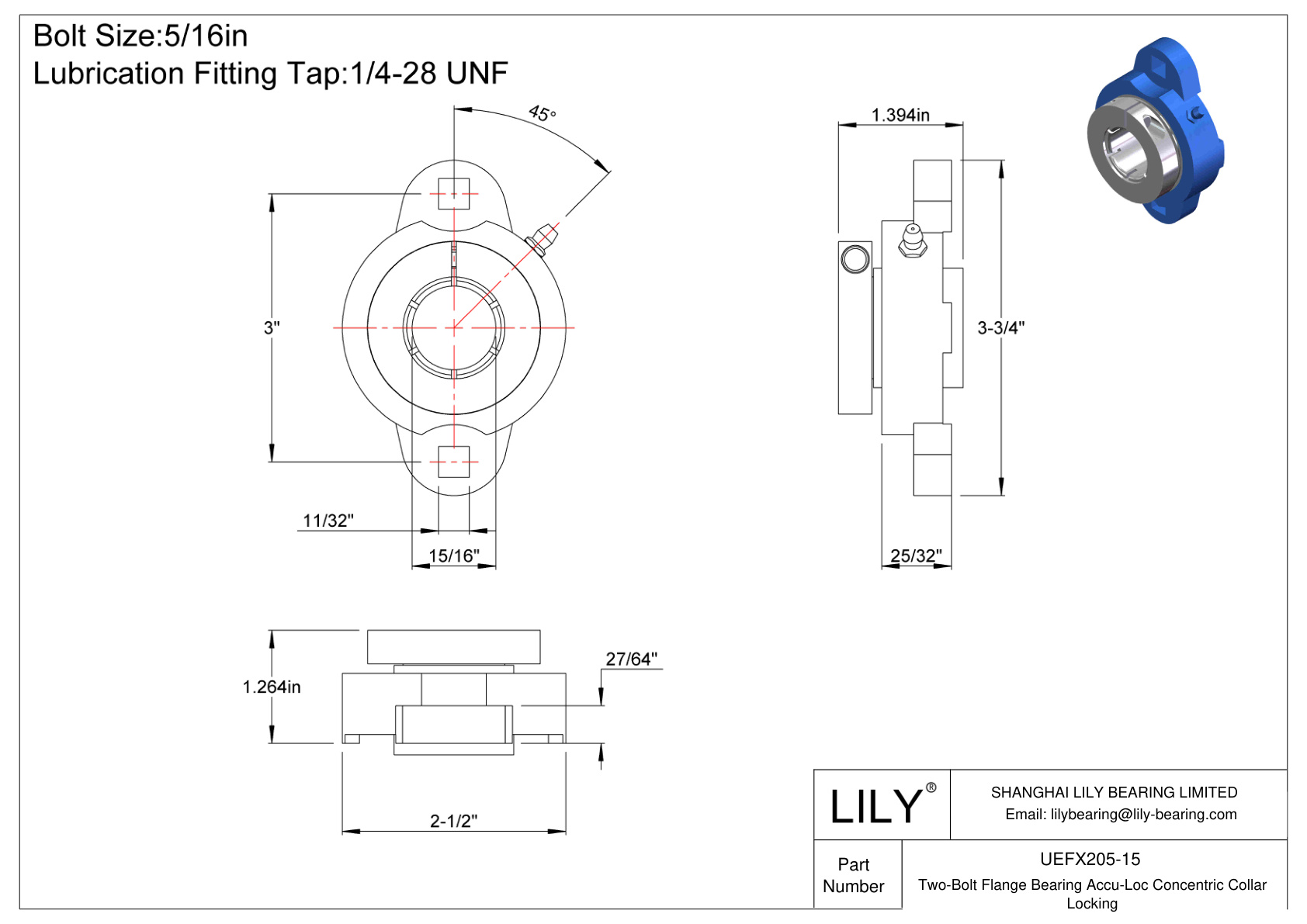 UEFX205-15 双螺栓法兰轴承 Accu-Loc 同心环锁定 cad drawing