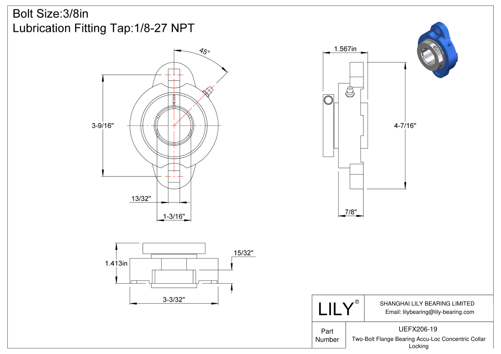 UEFX206-19 双螺栓法兰轴承 Accu-Loc 同心环锁定 cad drawing