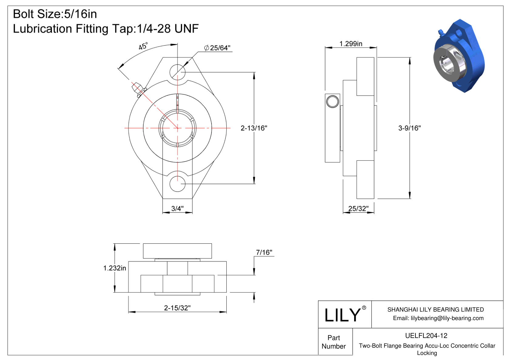 UELFL204-12 双螺栓法兰轴承 Accu-Loc 同心环锁定 cad drawing