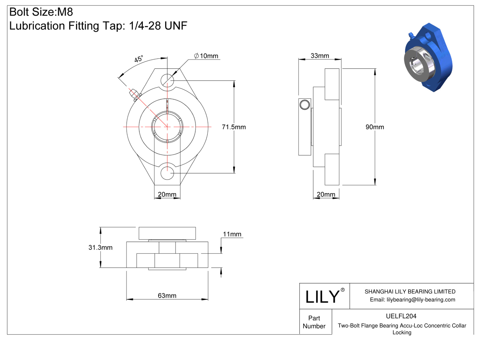 UELFL204 双螺栓法兰轴承 Accu-Loc 同心环锁定 cad drawing