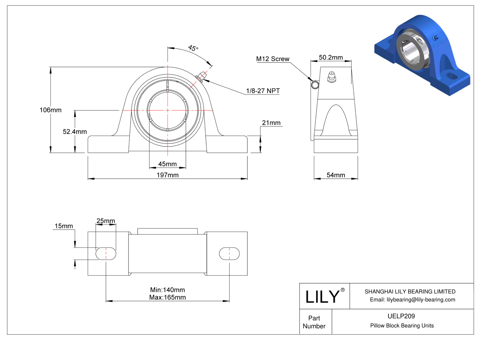 UELP209 Pillow Block Bearing Accu-Loc Concentric Collar Locking cad drawing