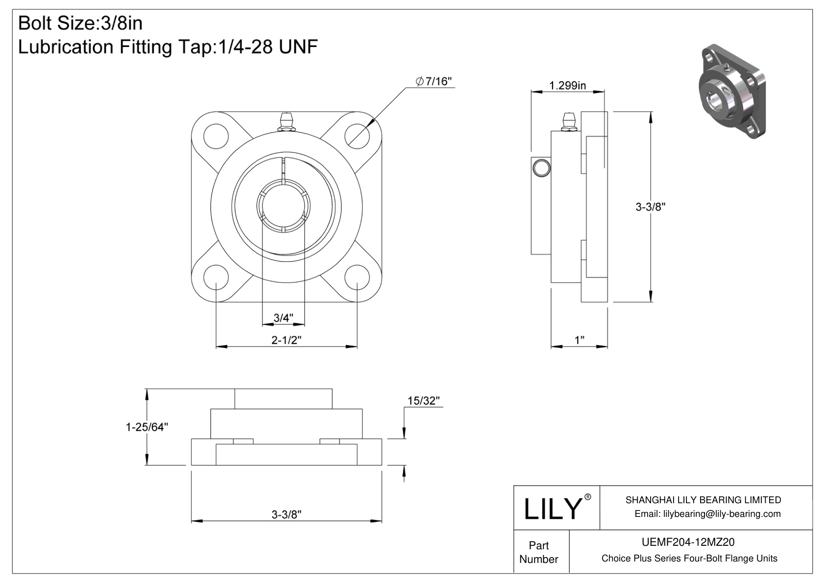 UEMF204-12MZ20 Choice Plus 系列四螺栓法兰装置 cad drawing