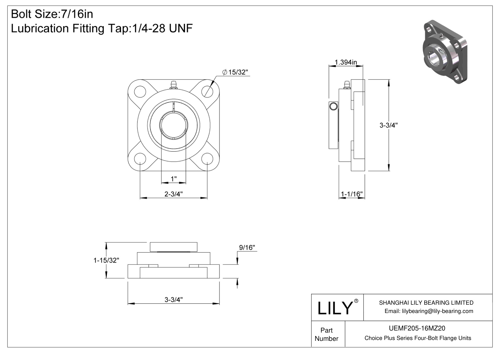 UEMF205-16MZ20 Choice Plus 系列四螺栓法兰装置 cad drawing