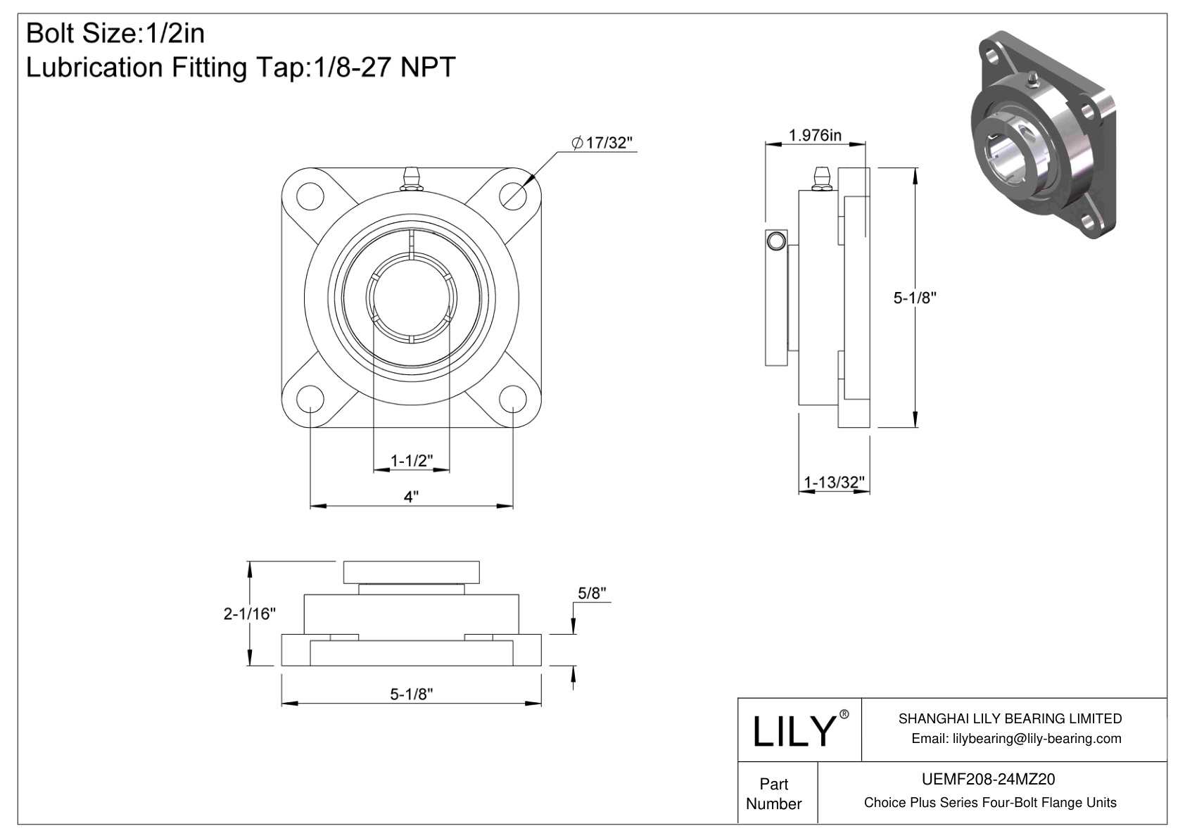 UEMF208-24MZ20 Choice Plus 系列四螺栓法兰装置 cad drawing