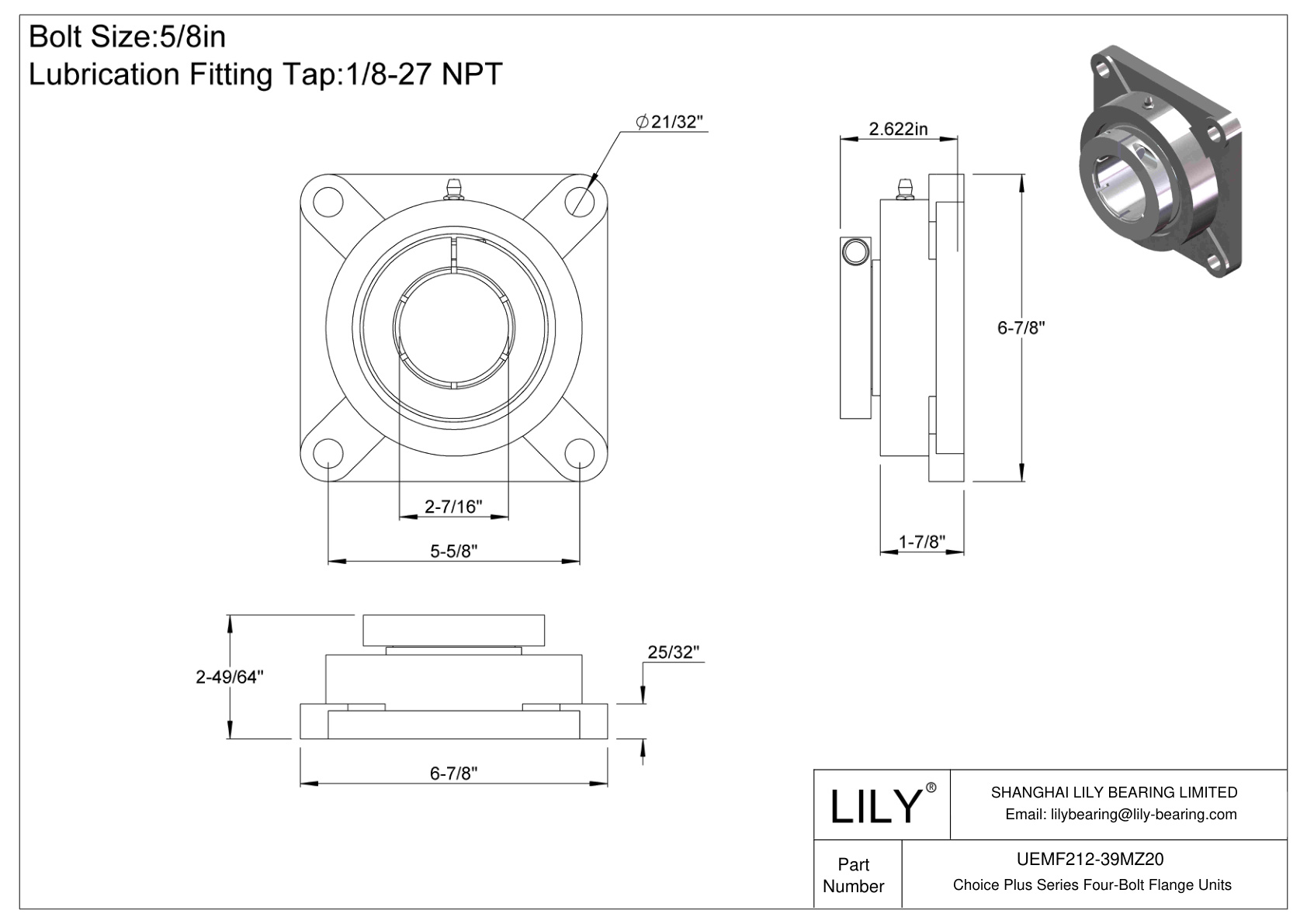 UEMF212-39MZ20 Choice Plus 系列四螺栓法兰装置 cad drawing