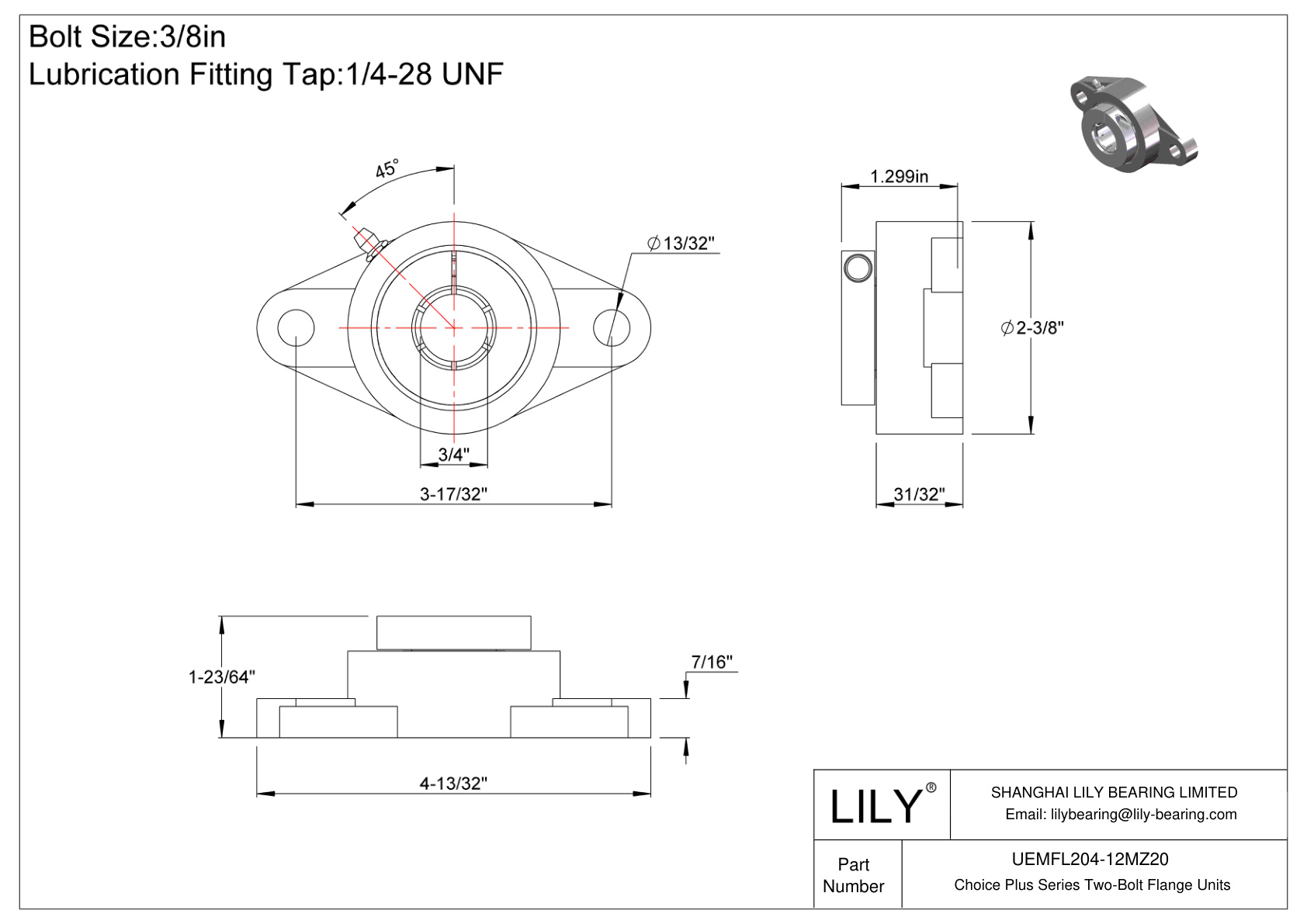 UEMFL204-12MZ20 Choice Plus 系列双螺栓法兰装置 cad drawing