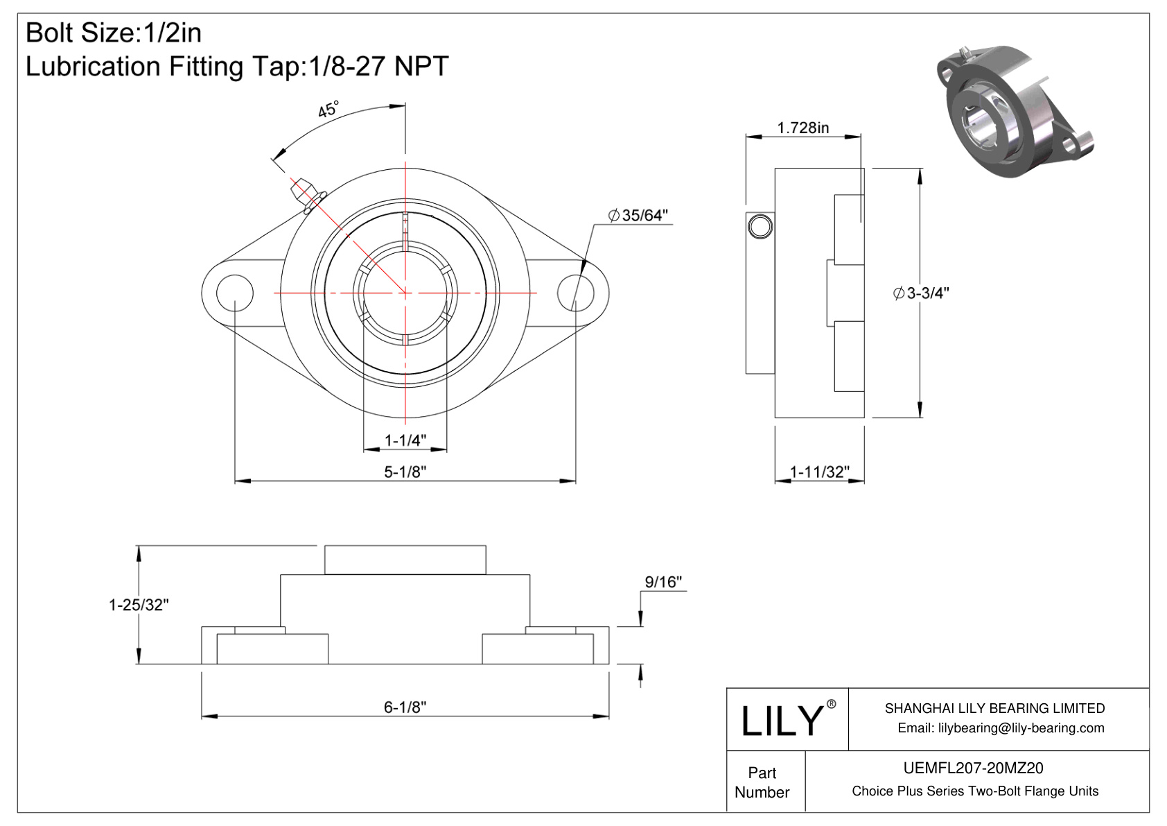 UEMFL207-20MZ20 Choice Plus 系列双螺栓法兰装置 cad drawing