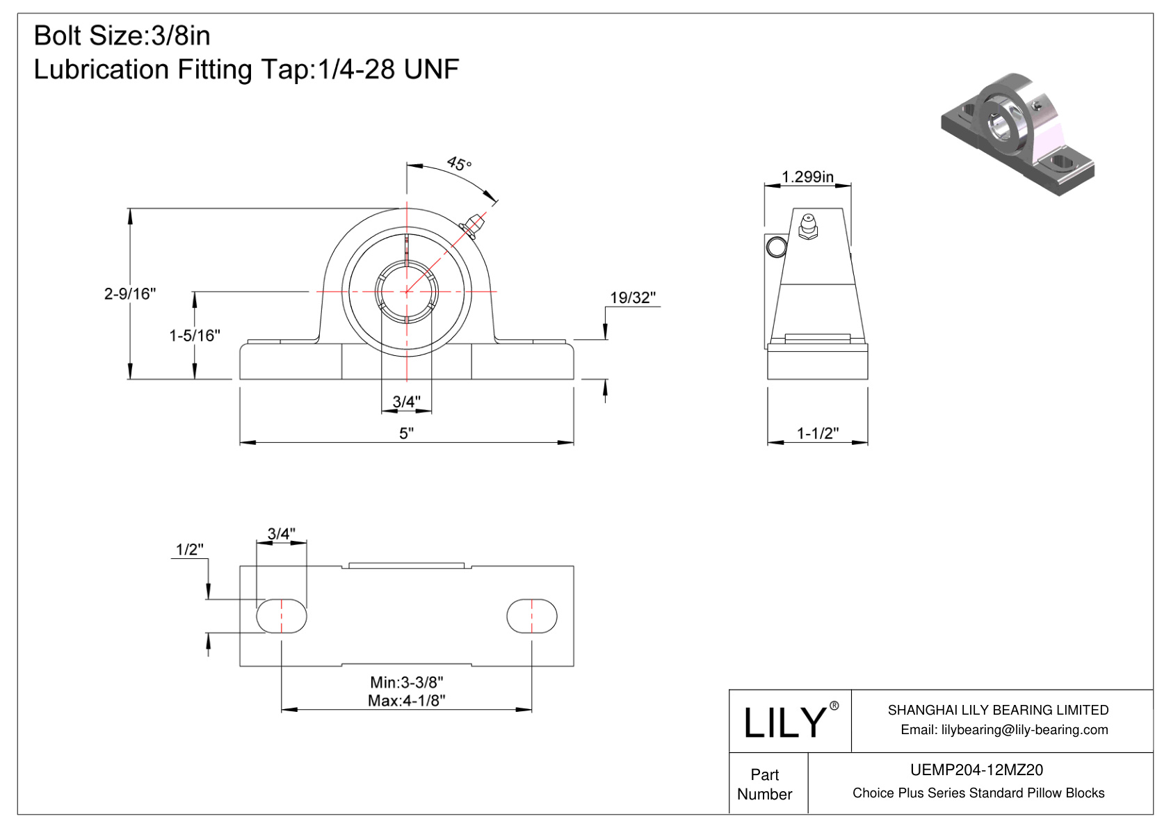 UEMP204-12MZ20 Choice Plus 系列标准枕块 cad drawing