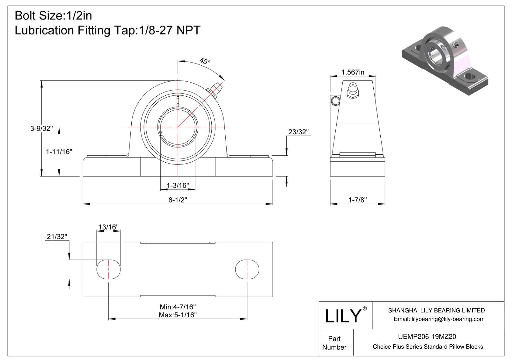 UEMP206-19MZ20 Bloques de almohada estándar de la serie Choice Plus cad drawing