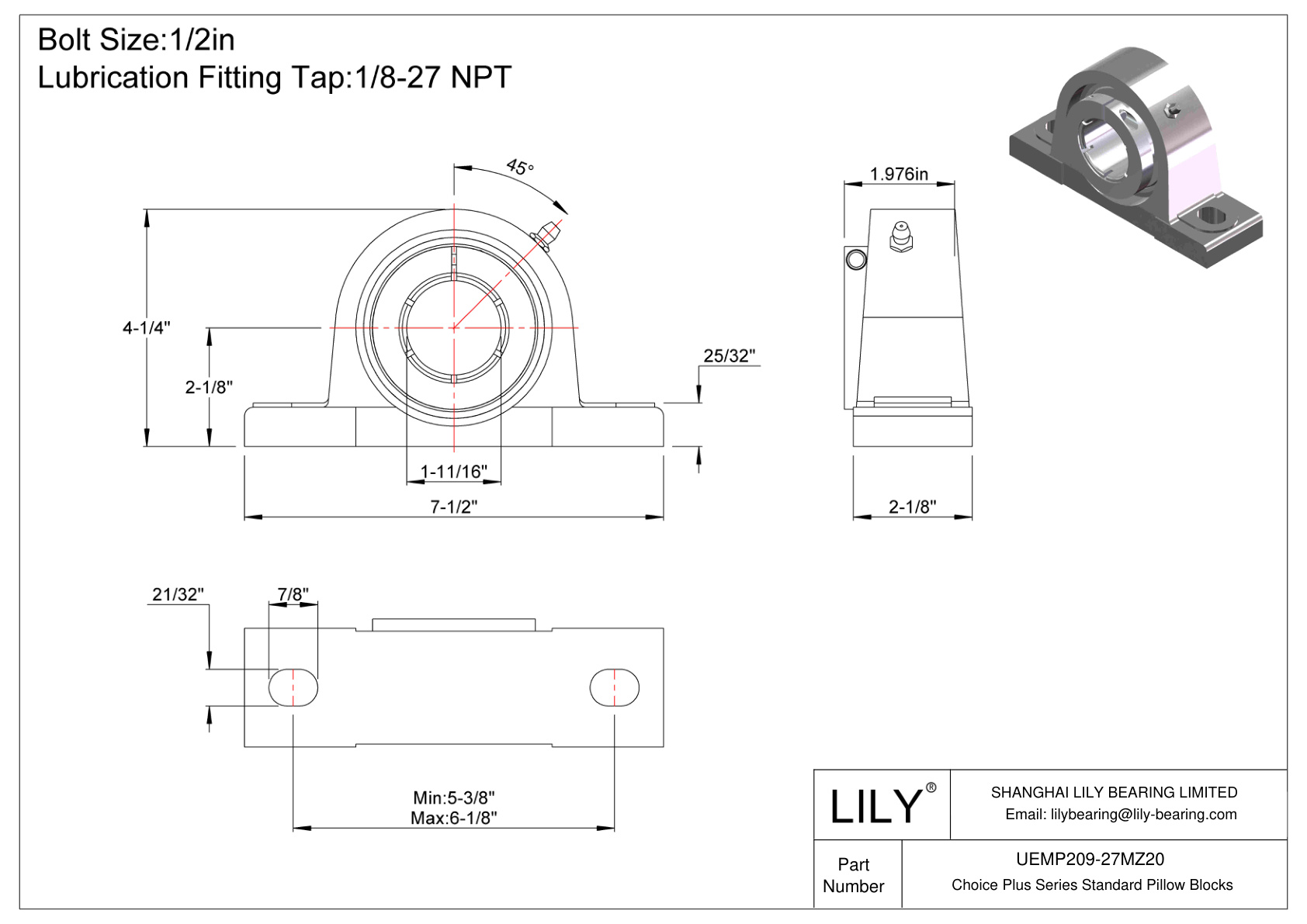 UEMP209-27MZ20 Bloques de almohada estándar de la serie Choice Plus cad drawing