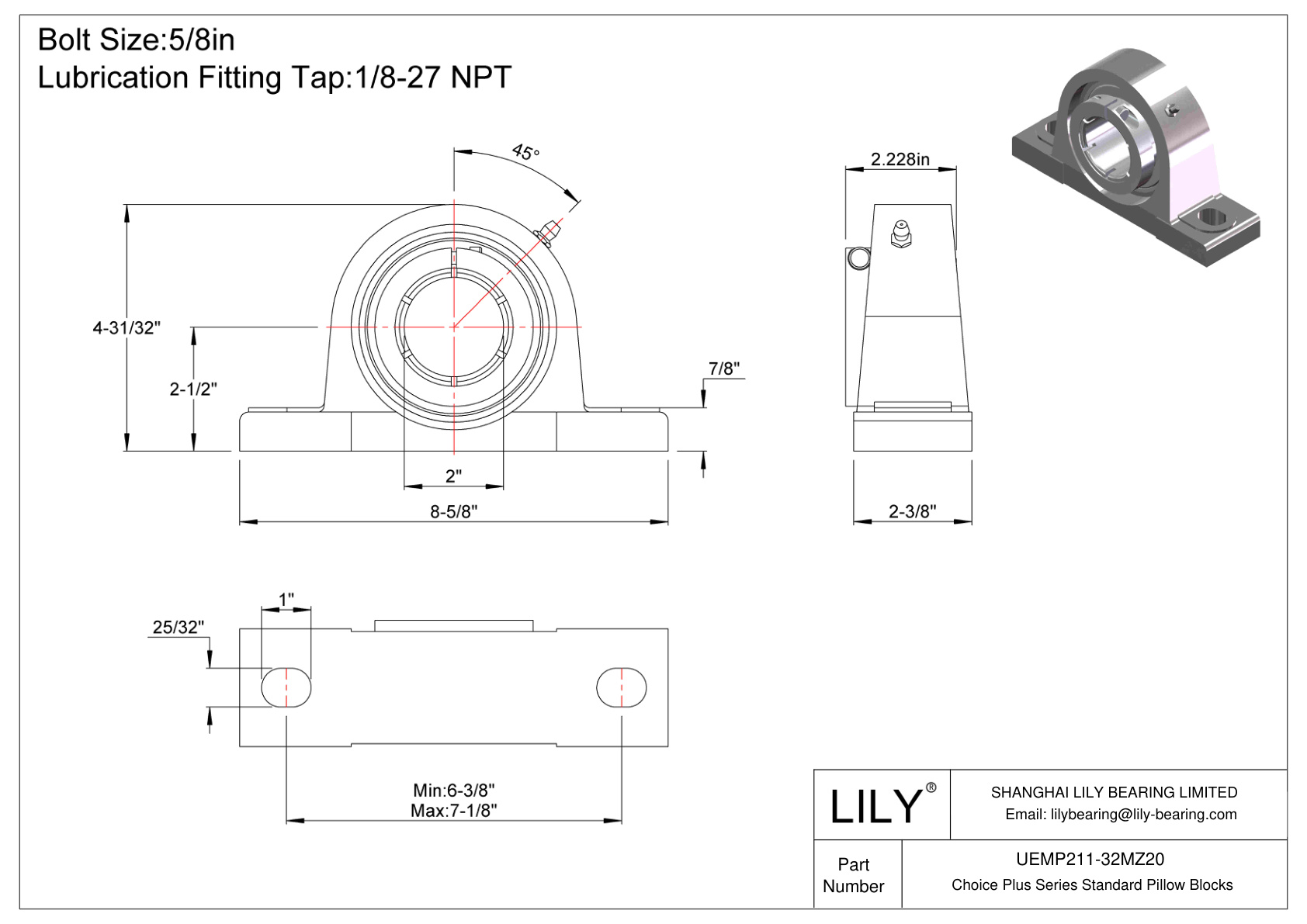 UEMP211-32MZ20 Bloques de almohada estándar de la serie Choice Plus cad drawing