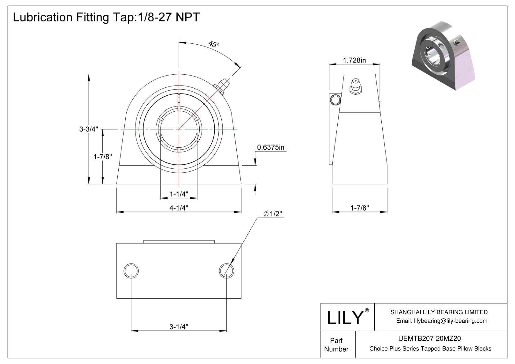 UEMTB207-20MZ20 Bloques de almohada con base roscada de la serie Choice Plus cad drawing